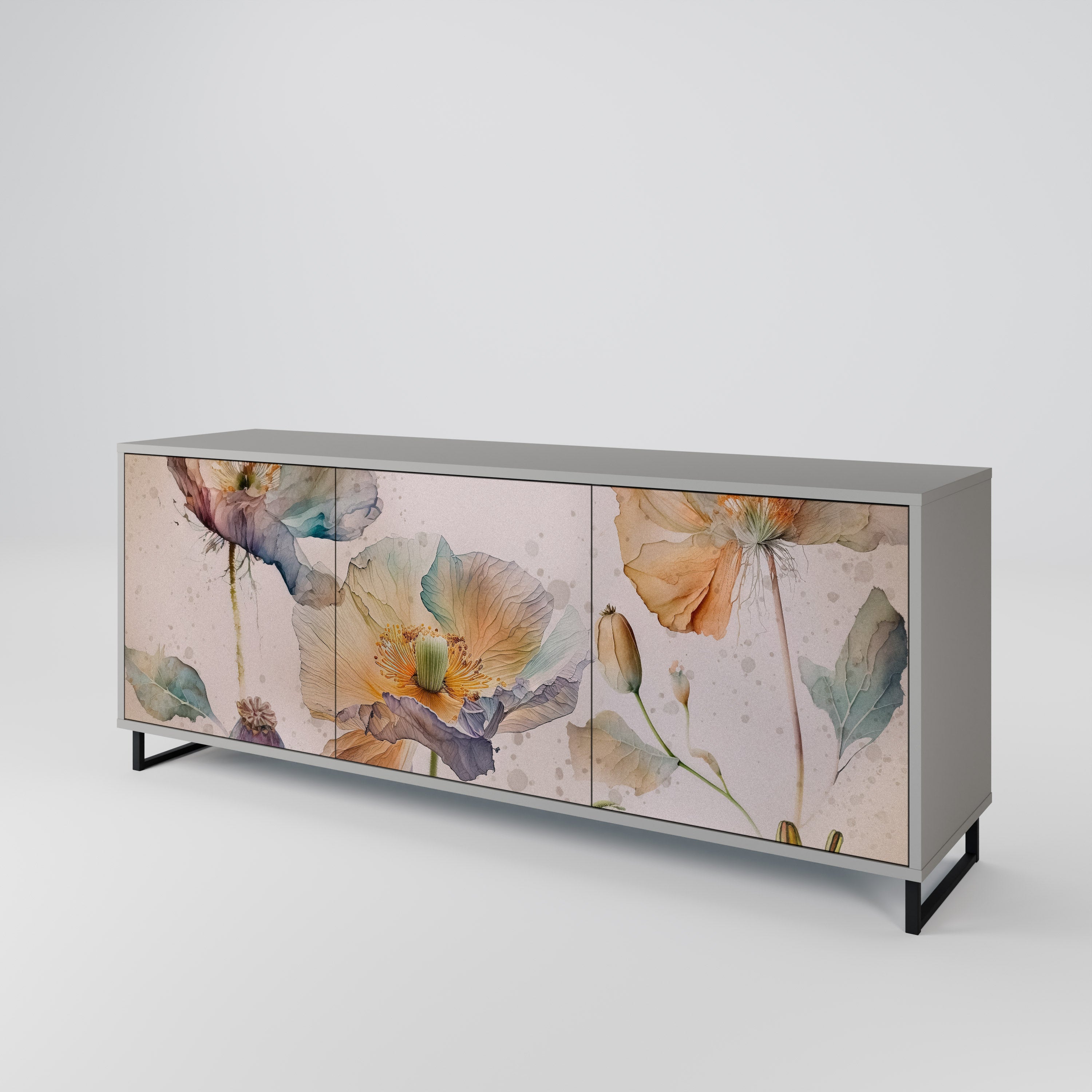 SOFTEN POPPY 3-türiges Sideboard in grauer Ausführung