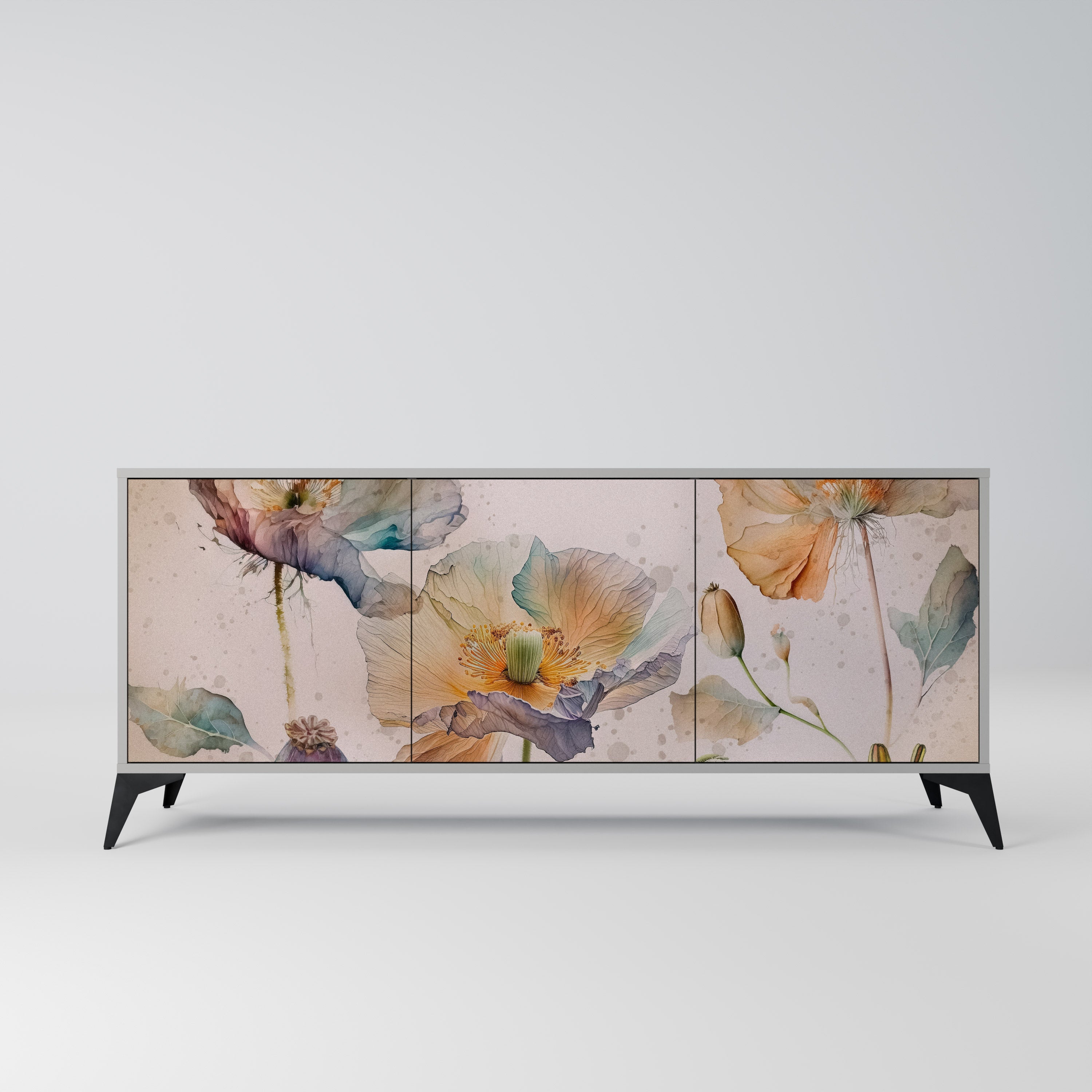 SOFTEN POPPY 3-türiges Sideboard in grauer Ausführung