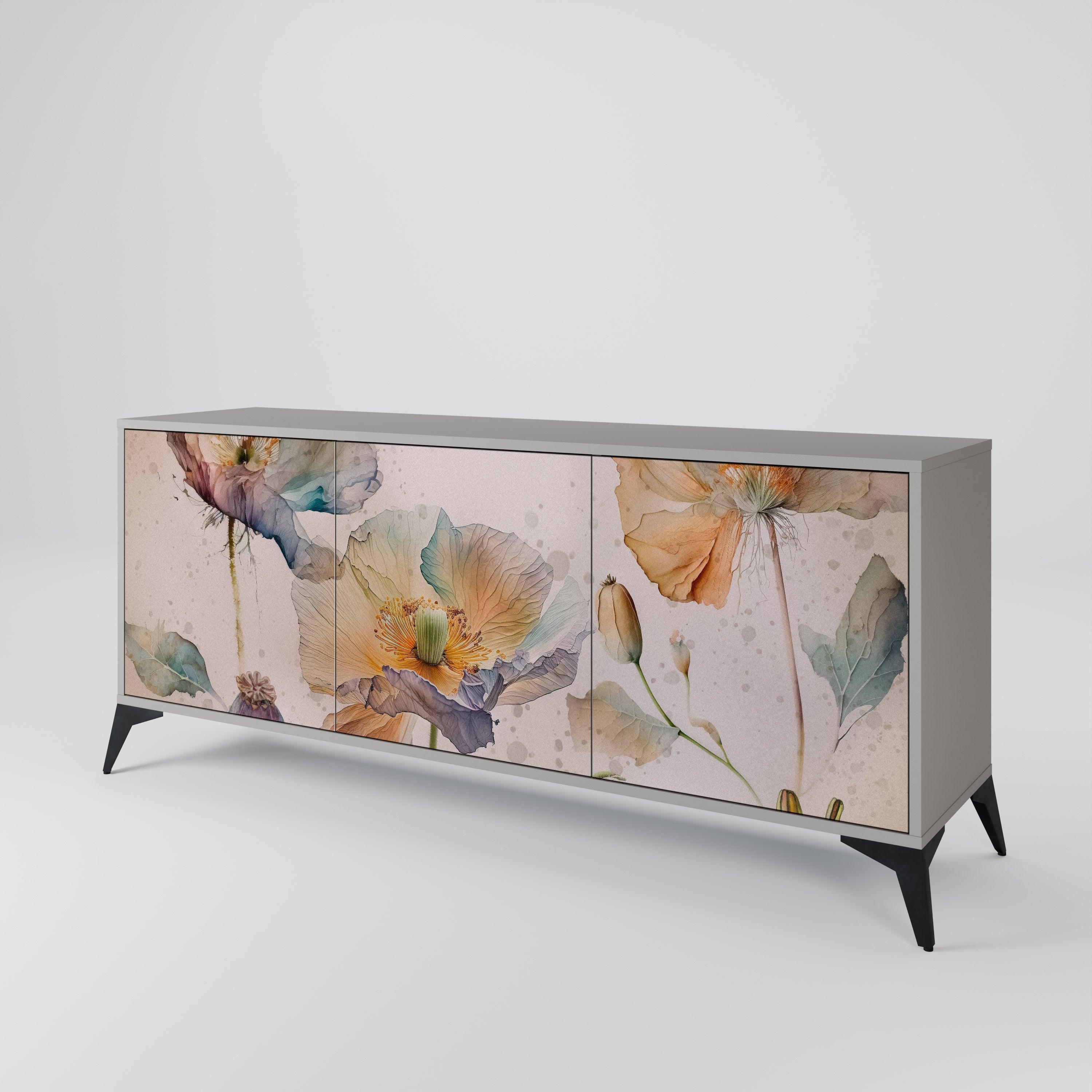 SOFTEN POPPY 3-türiges Sideboard in grauer Ausführung