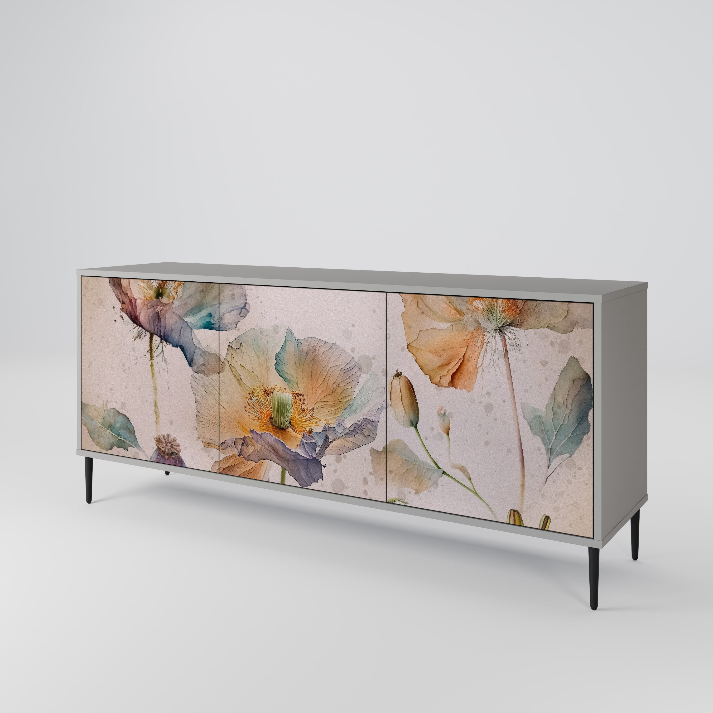 SOFTEN POPPY 3-türiges Sideboard in grauer Ausführung