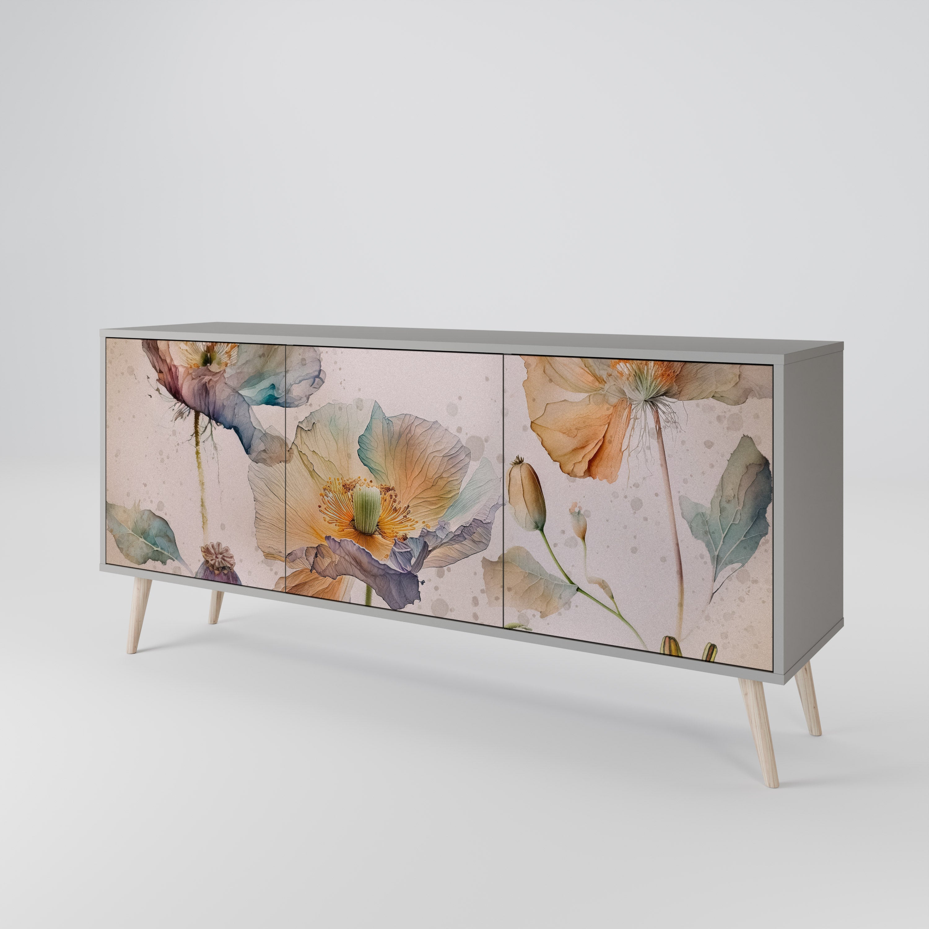 SOFTEN POPPY 3-türiges Sideboard in grauer Ausführung