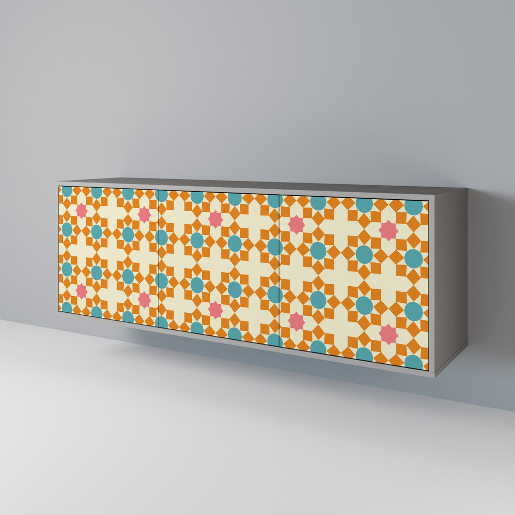 FLORAL DECOR 3-türiges Sideboard in grauem Finish