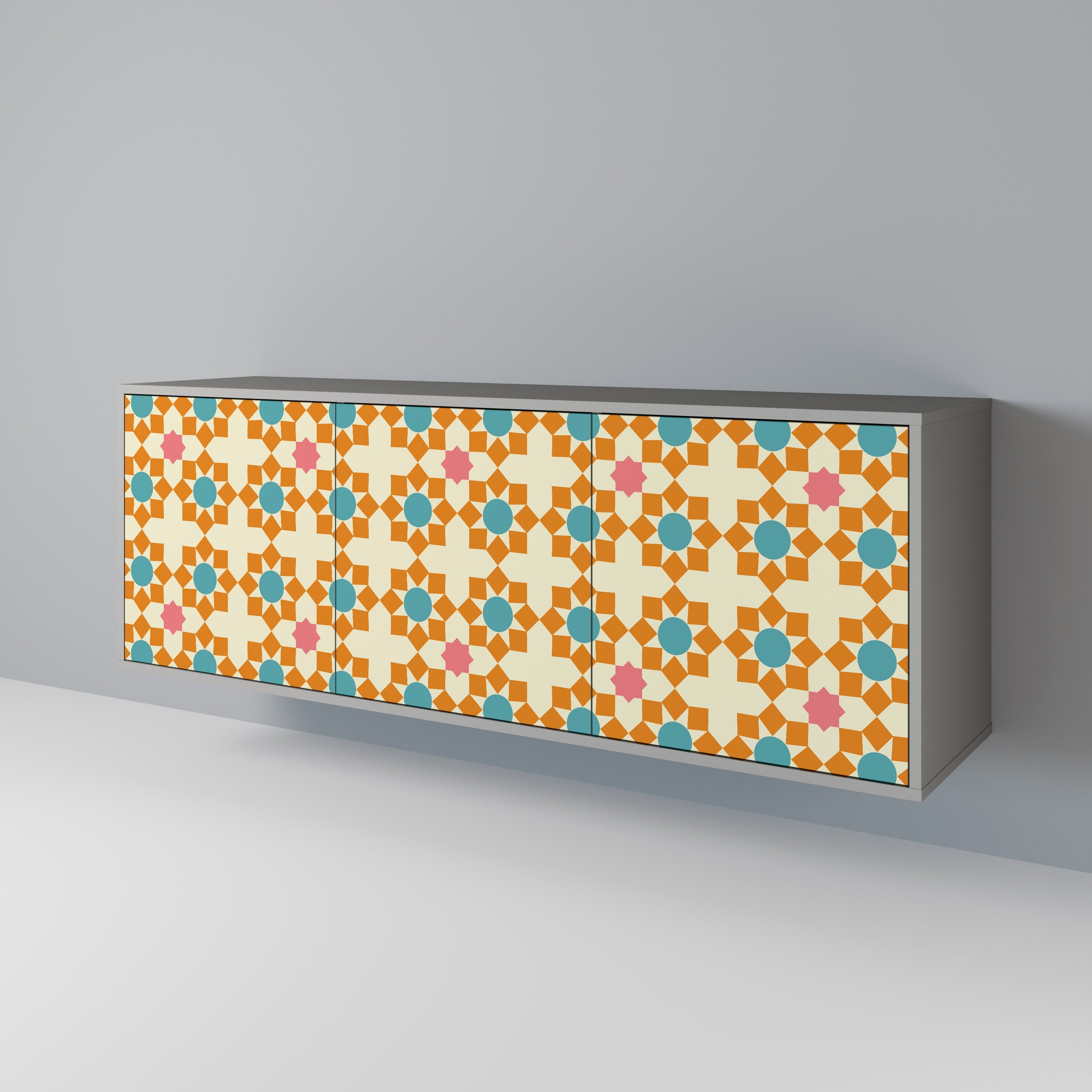 FLORAL DECOR 3-türiges Sideboard in grauem Finish