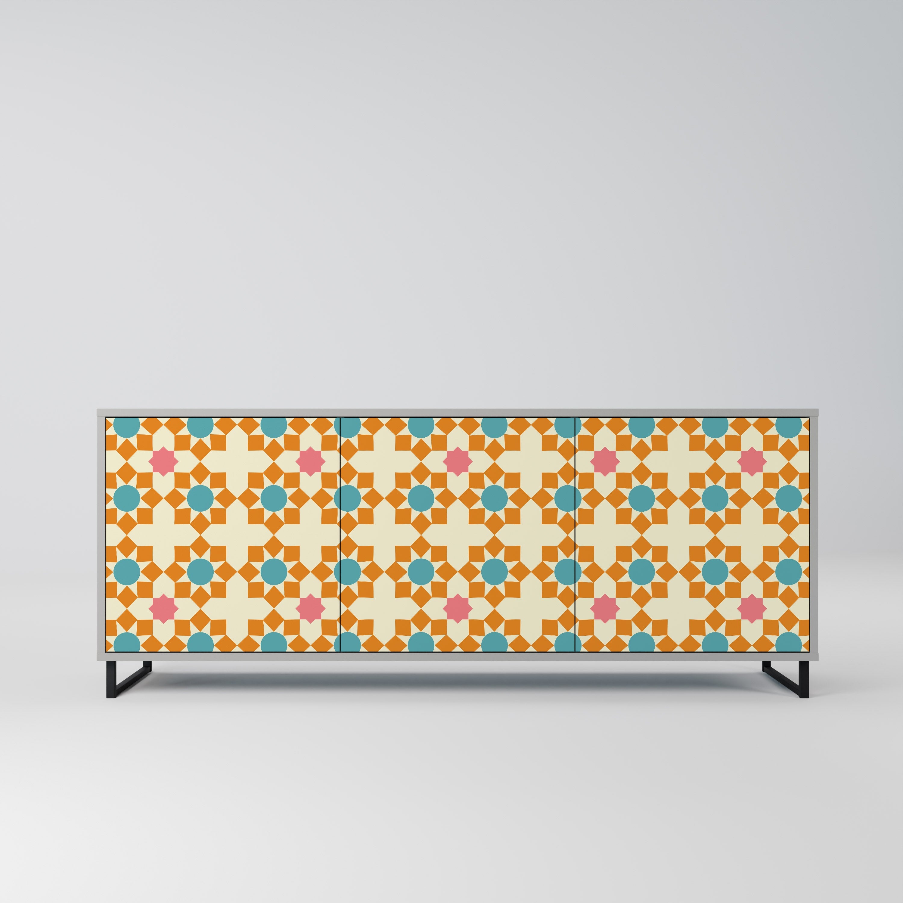 FLORAL DECOR 3-türiges Sideboard in grauem Finish