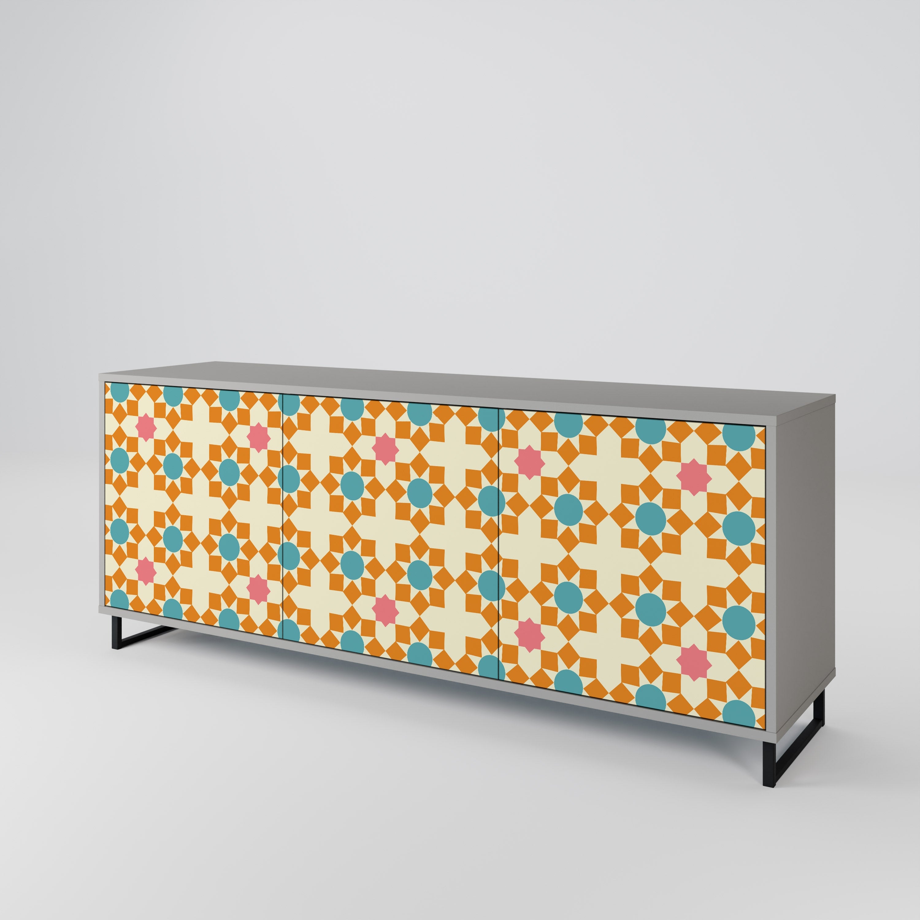 FLORAL DECOR 3-türiges Sideboard in grauem Finish