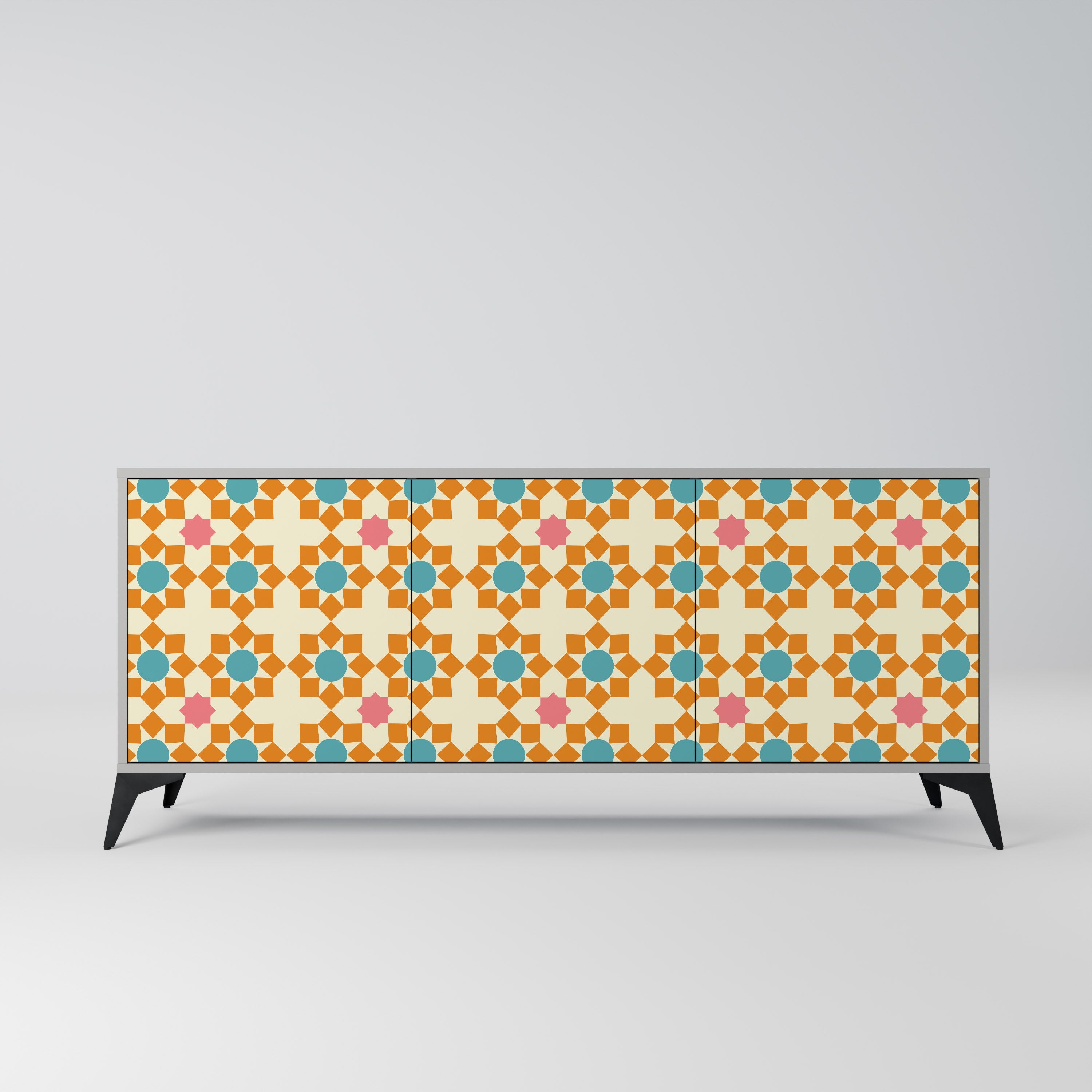 FLORAL DECOR 3-türiges Sideboard in grauem Finish