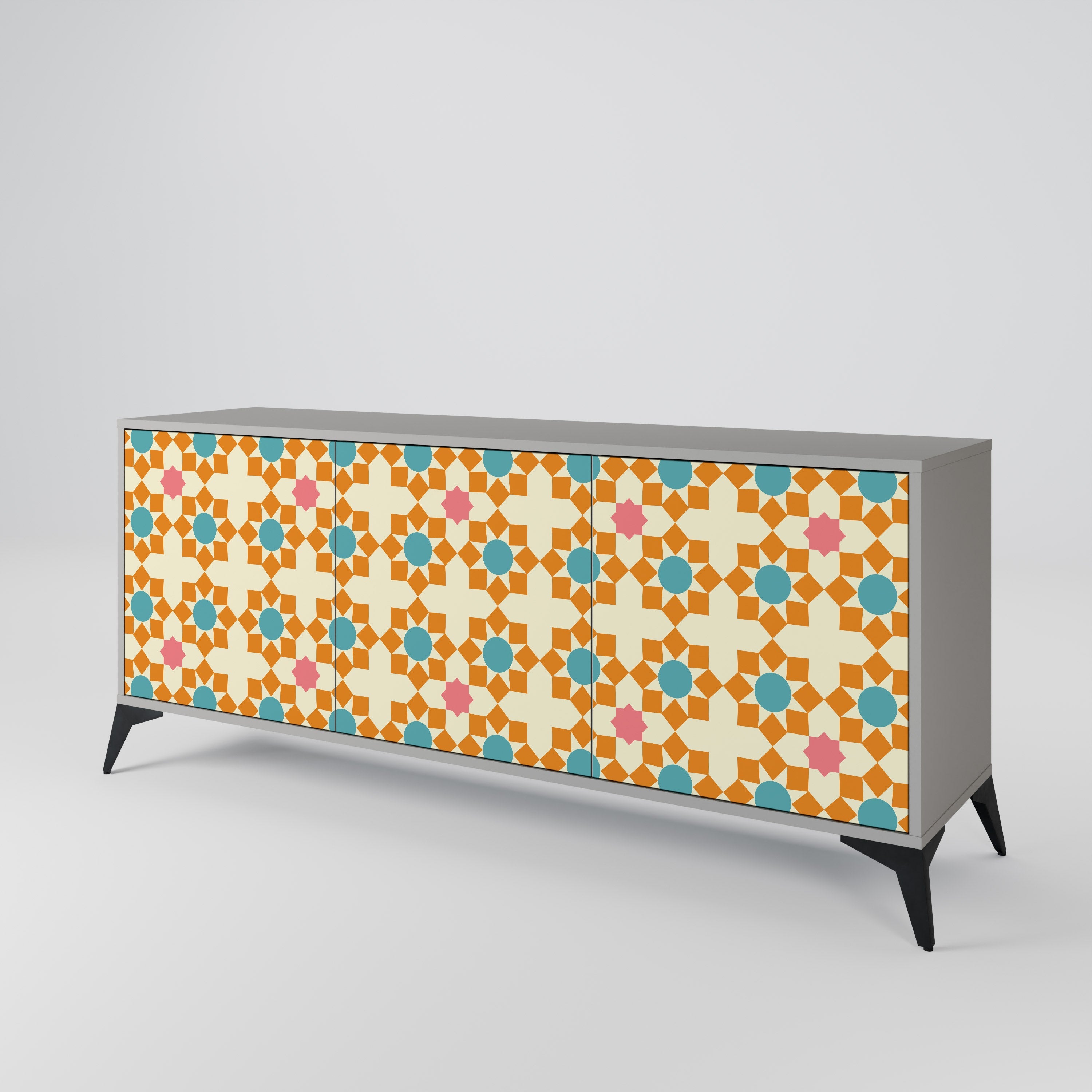 FLORAL DECOR 3-türiges Sideboard in grauem Finish