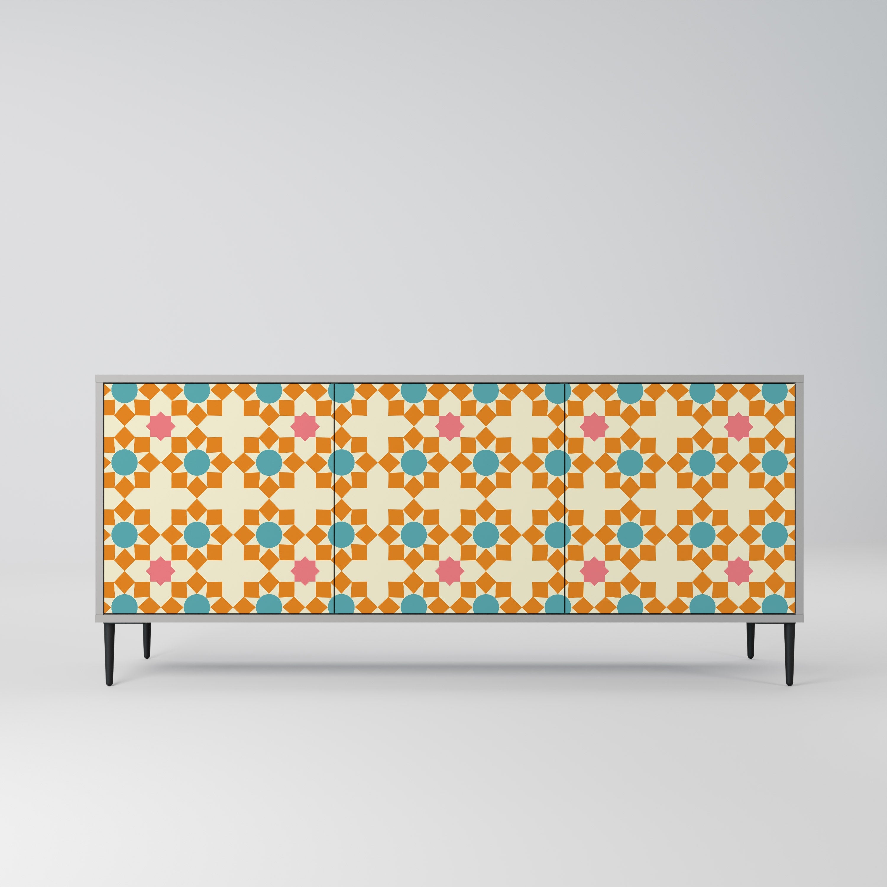 FLORAL DECOR 3-türiges Sideboard in grauem Finish