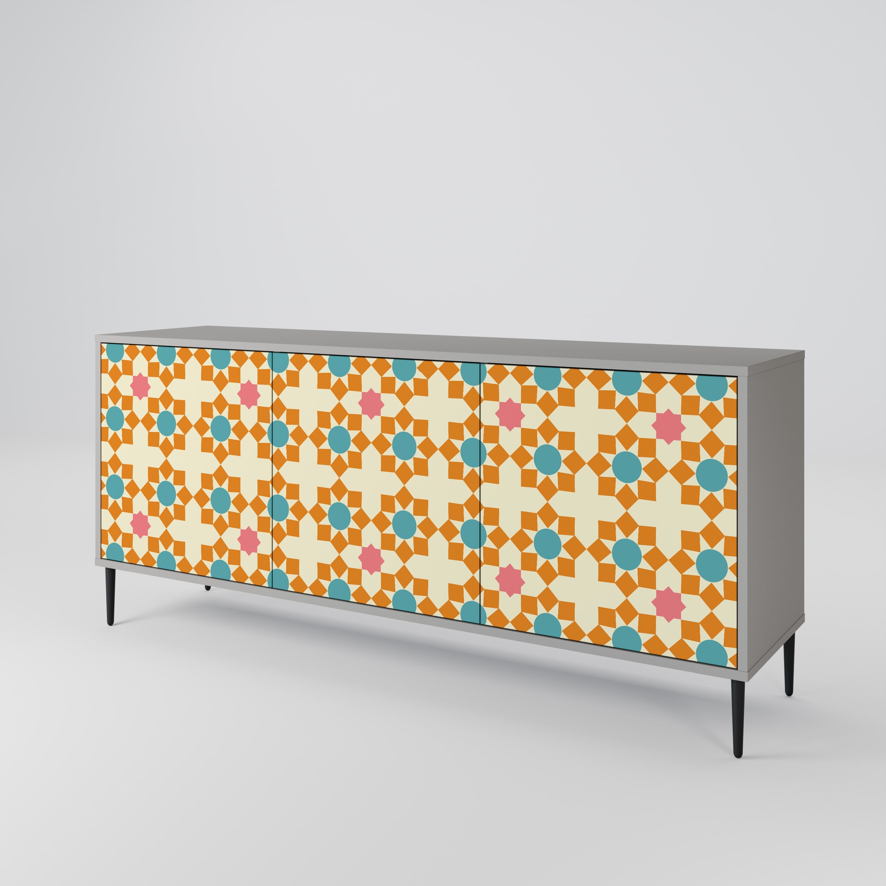FLORAL DECOR 3-türiges Sideboard in grauem Finish