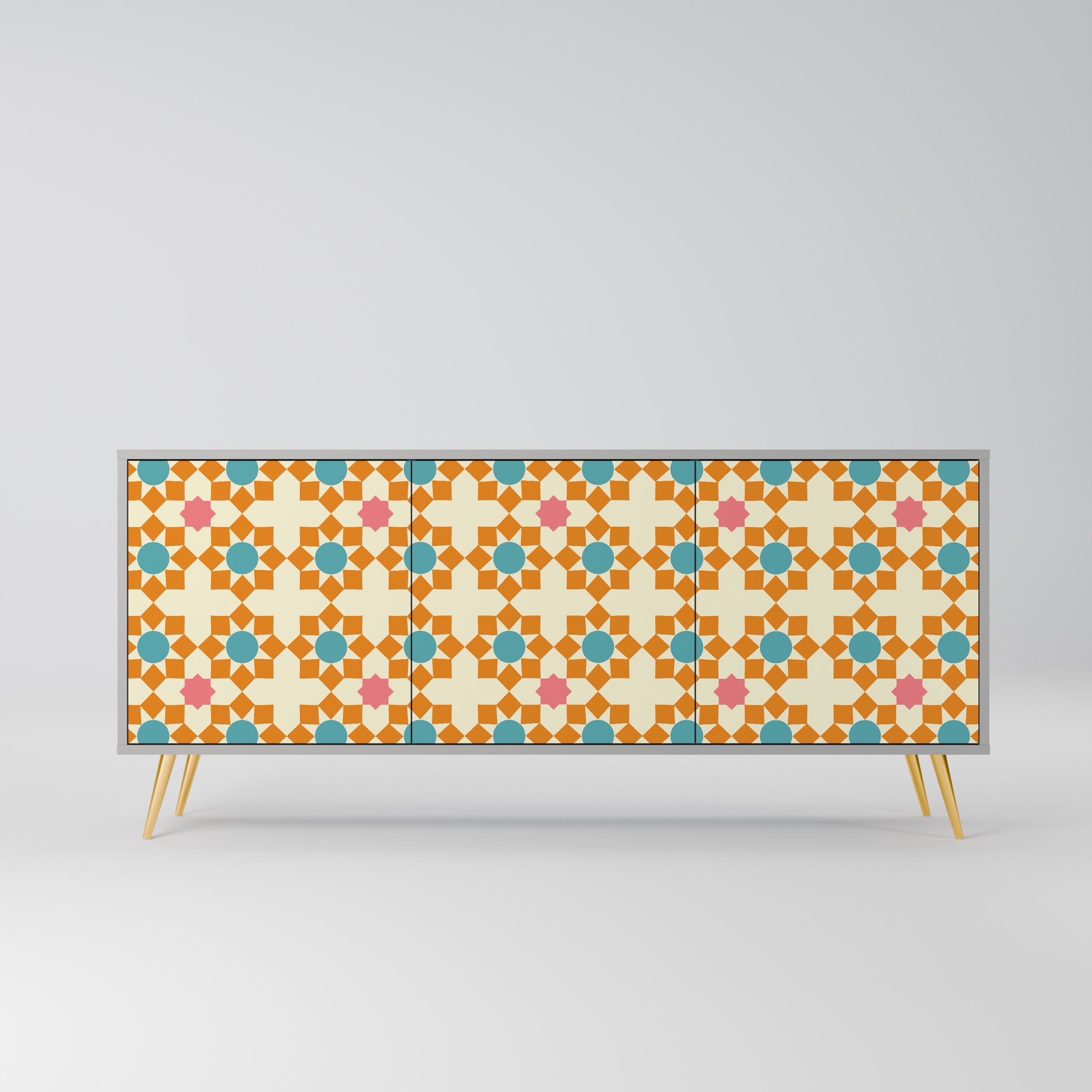 FLORAL DECOR 3-türiges Sideboard in grauem Finish