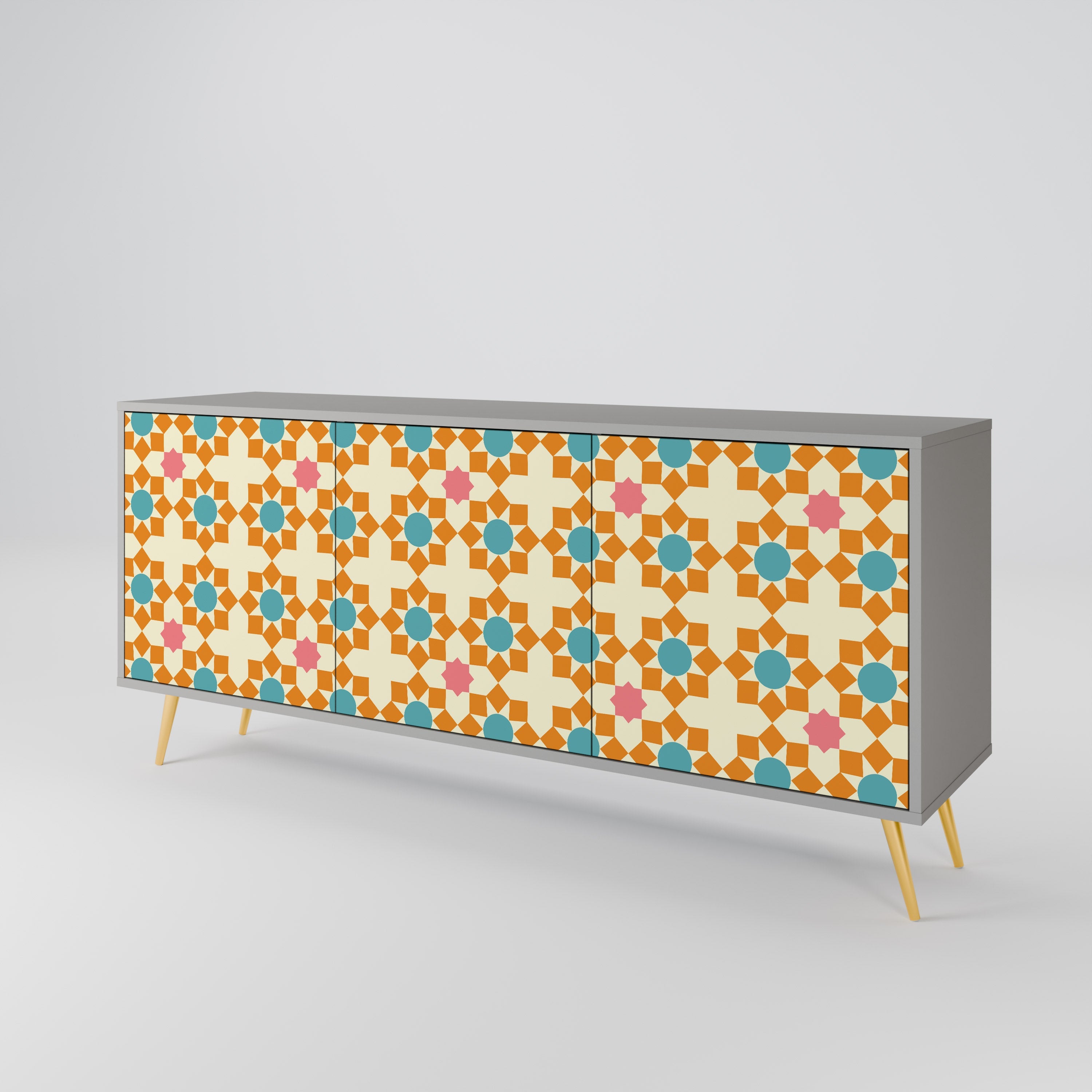 FLORAL DECOR 3-türiges Sideboard in grauem Finish