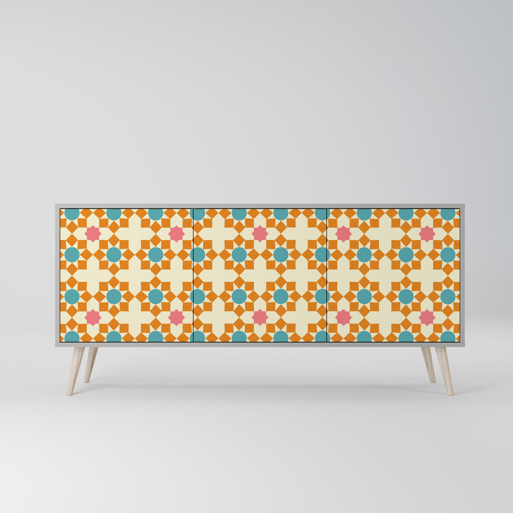 FLORAL DECOR 3-türiges Sideboard in grauem Finish