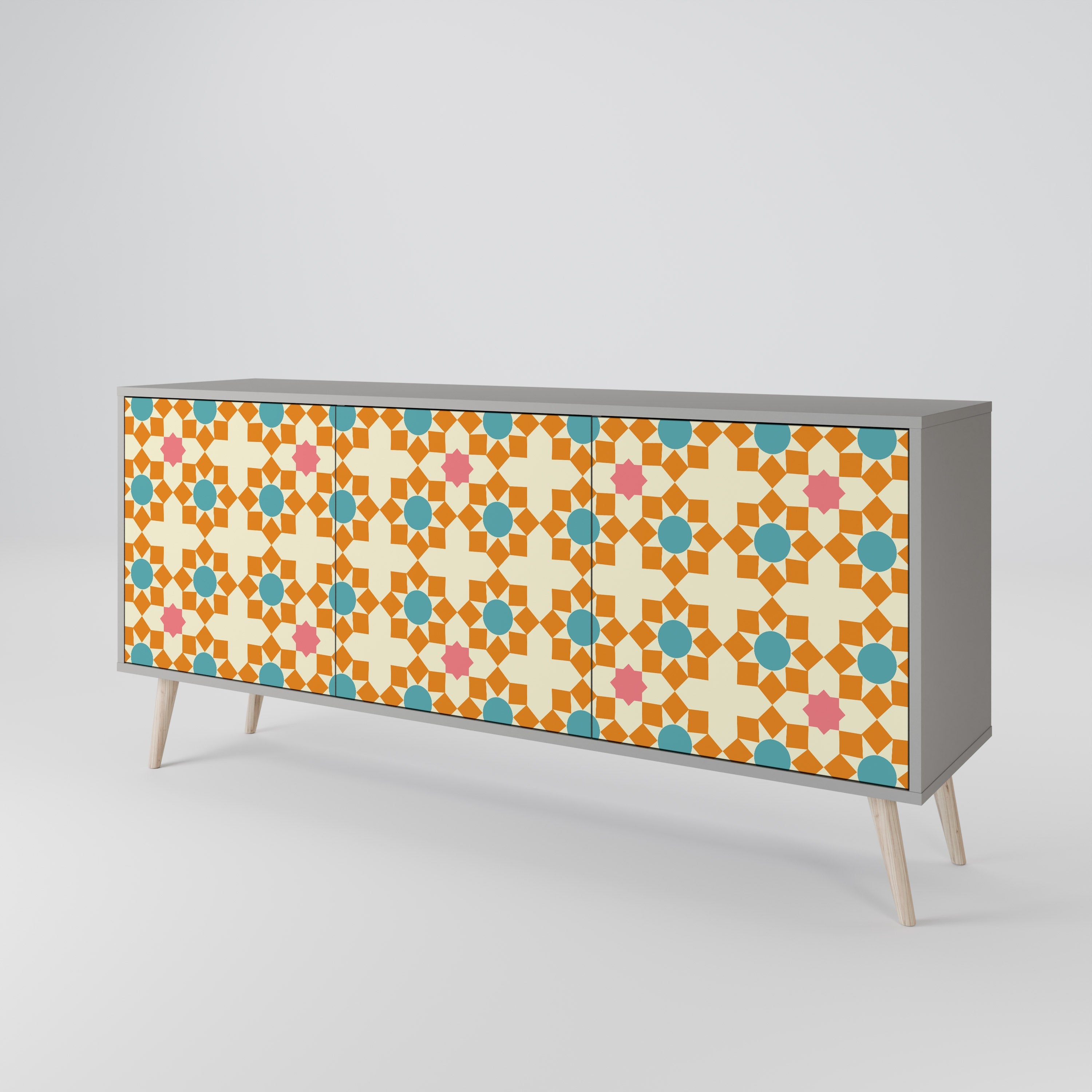 FLORAL DECOR 3-türiges Sideboard in grauem Finish