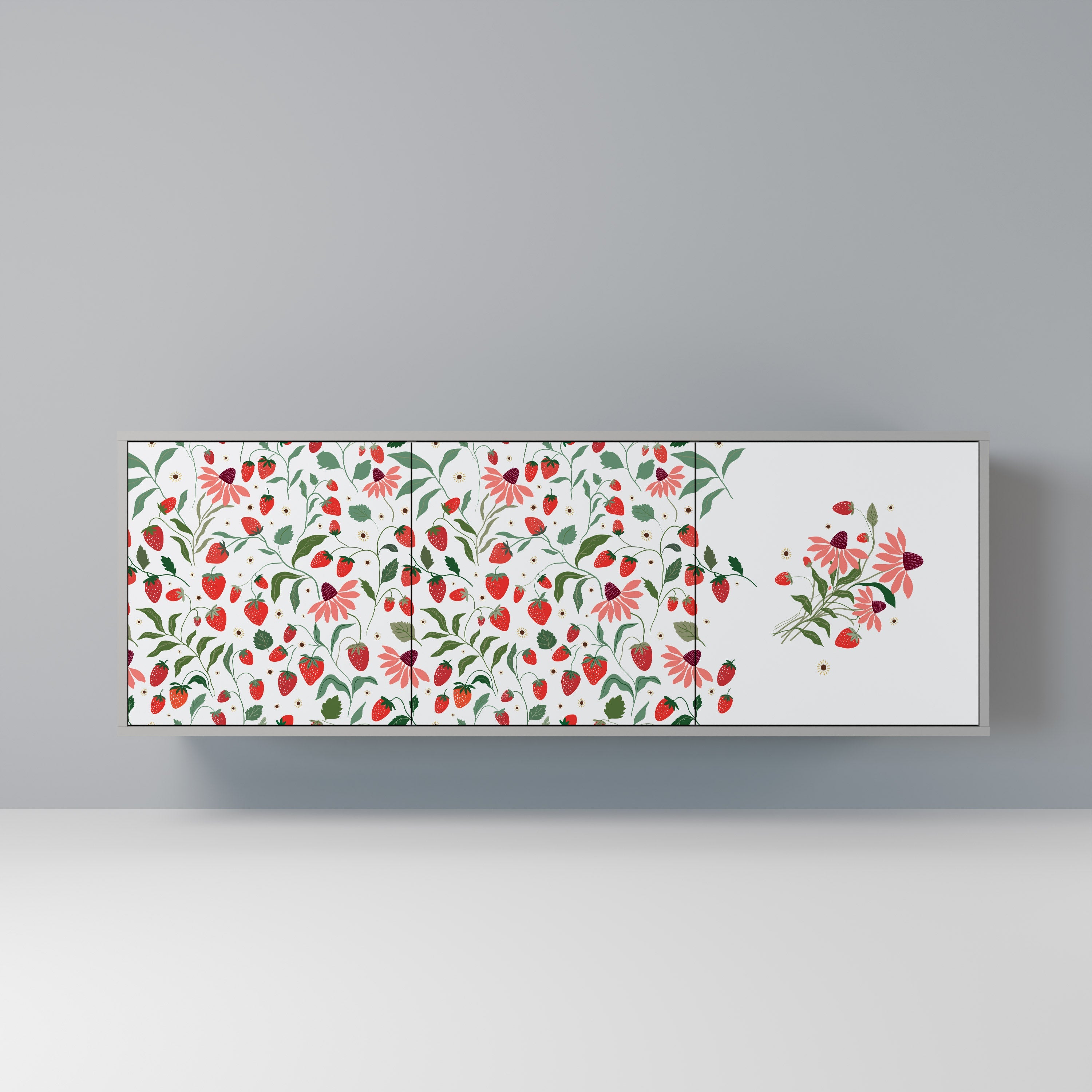 FLOWERS AND STRAWBERRIES 3-türiges Sideboard in grauer Ausführung