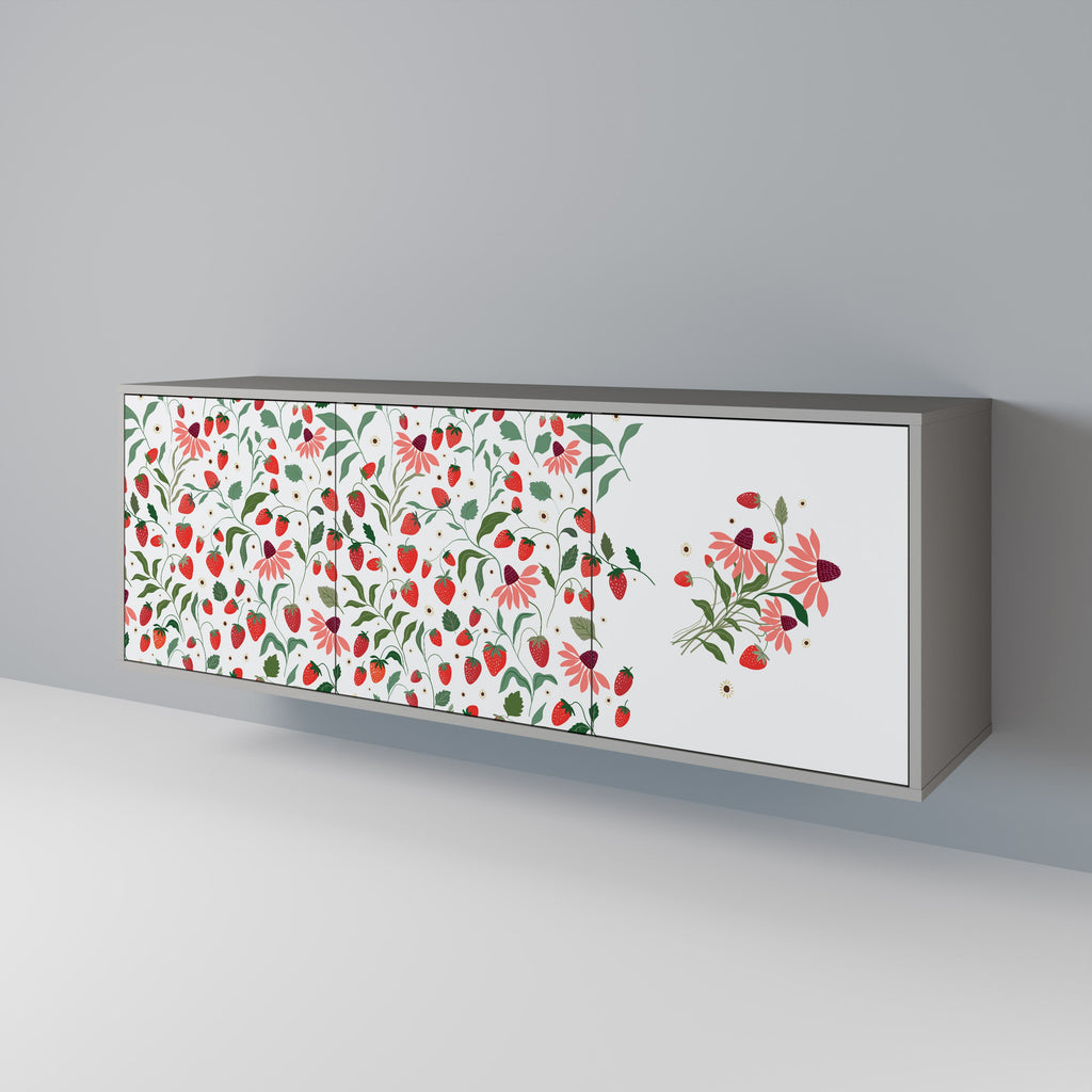 FLOWERS AND STRAWBERRIES 3-türiges Sideboard in grauer Ausführung