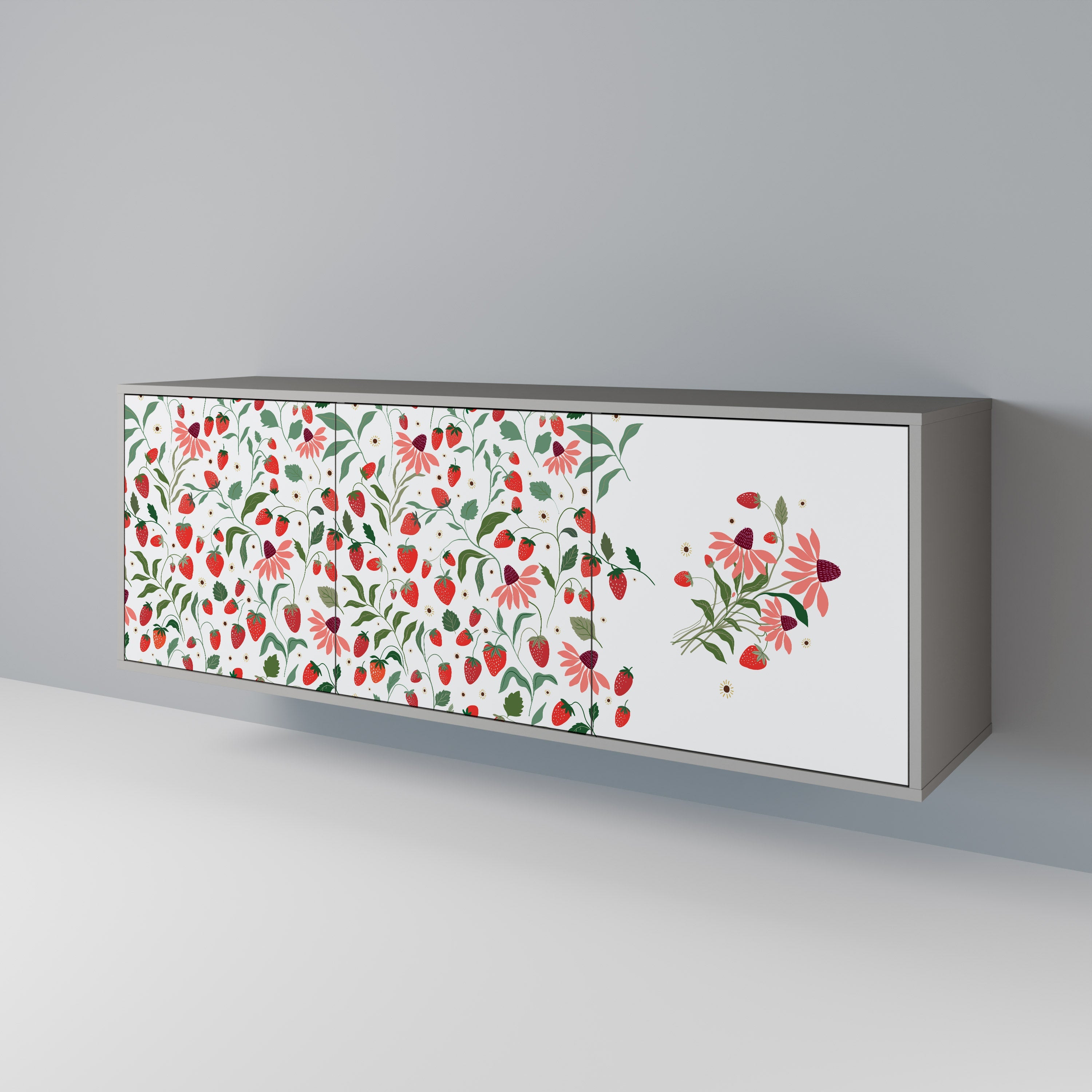 FLOWERS AND STRAWBERRIES 3-türiges Sideboard in grauer Ausführung