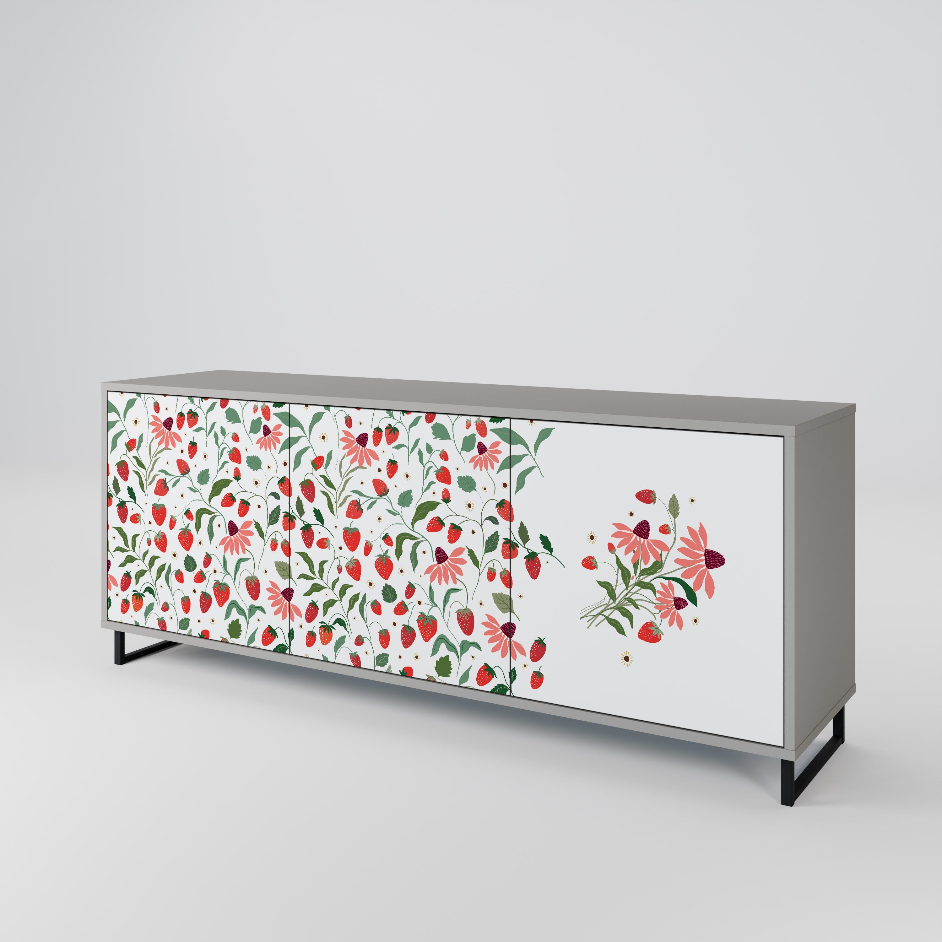 FLOWERS AND STRAWBERRIES 3-türiges Sideboard in grauer Ausführung