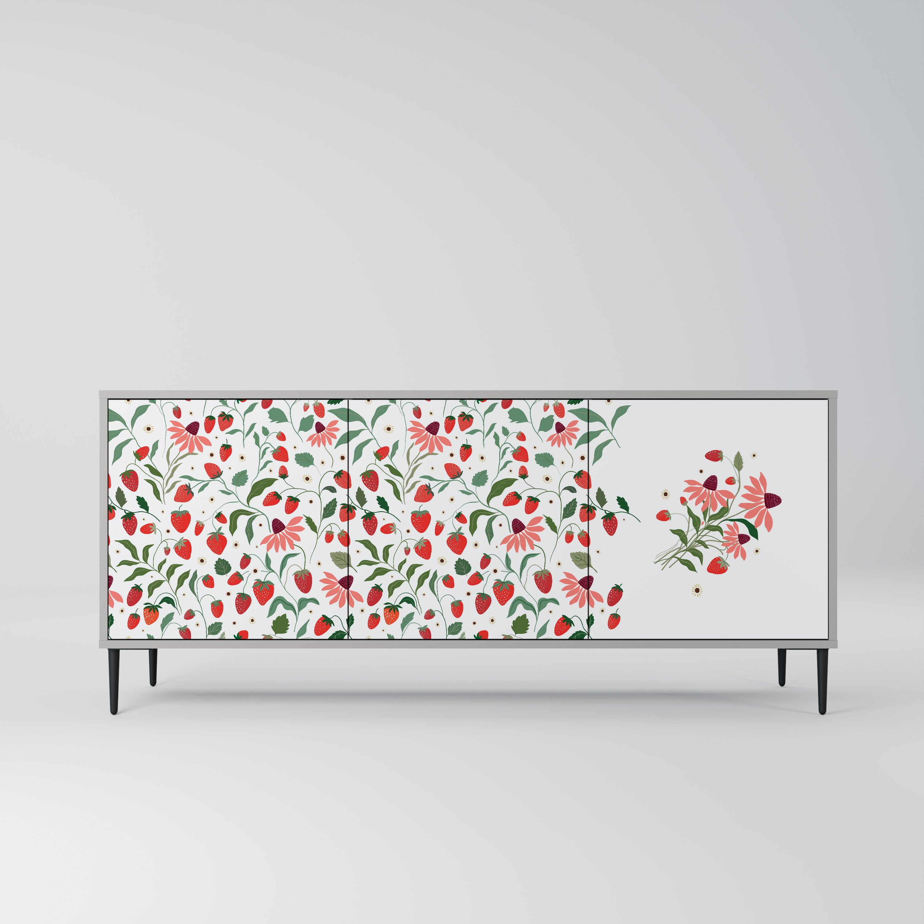 FLOWERS AND STRAWBERRIES 3-türiges Sideboard in grauer Ausführung