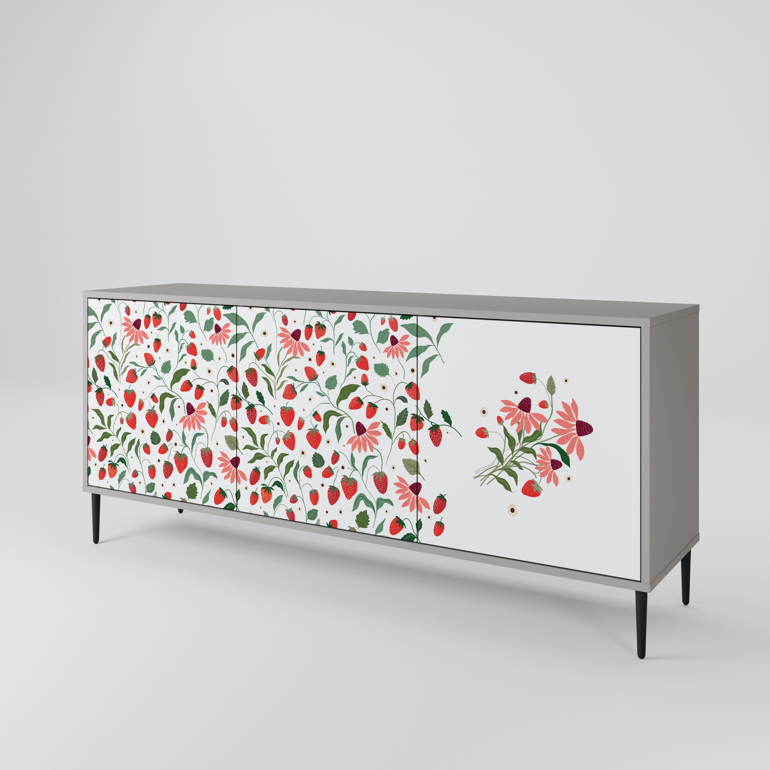 FLOWERS AND STRAWBERRIES 3-türiges Sideboard in grauer Ausführung