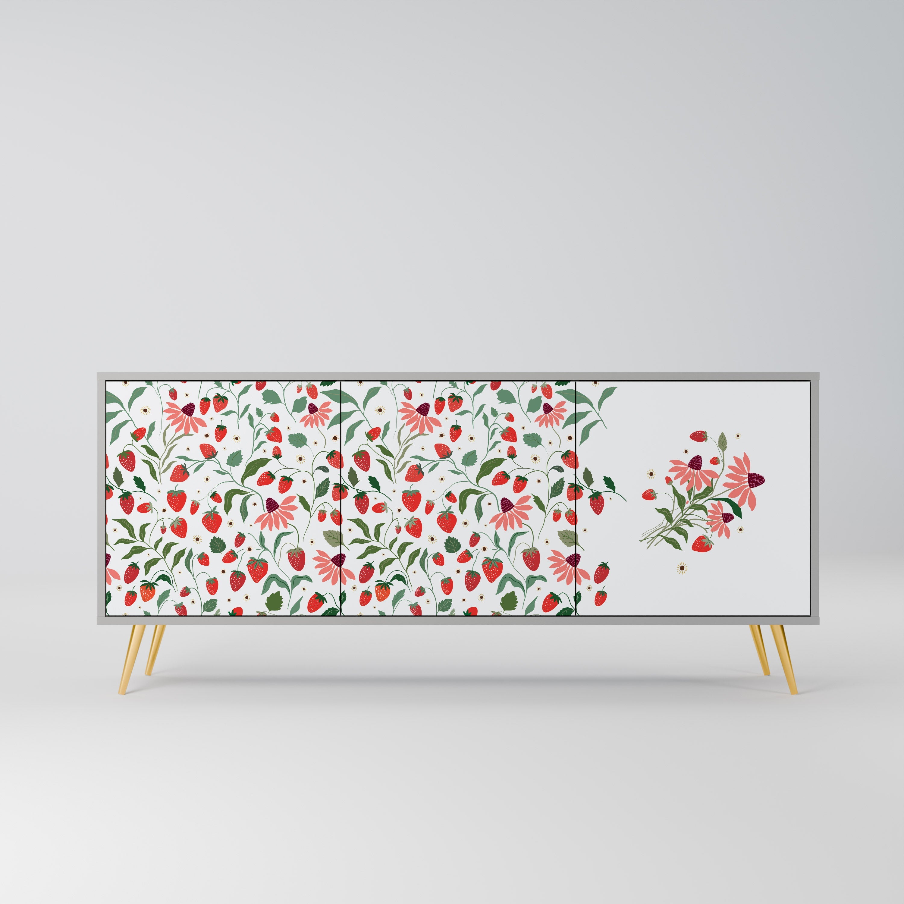 FLOWERS AND STRAWBERRIES 3-türiges Sideboard in grauer Ausführung