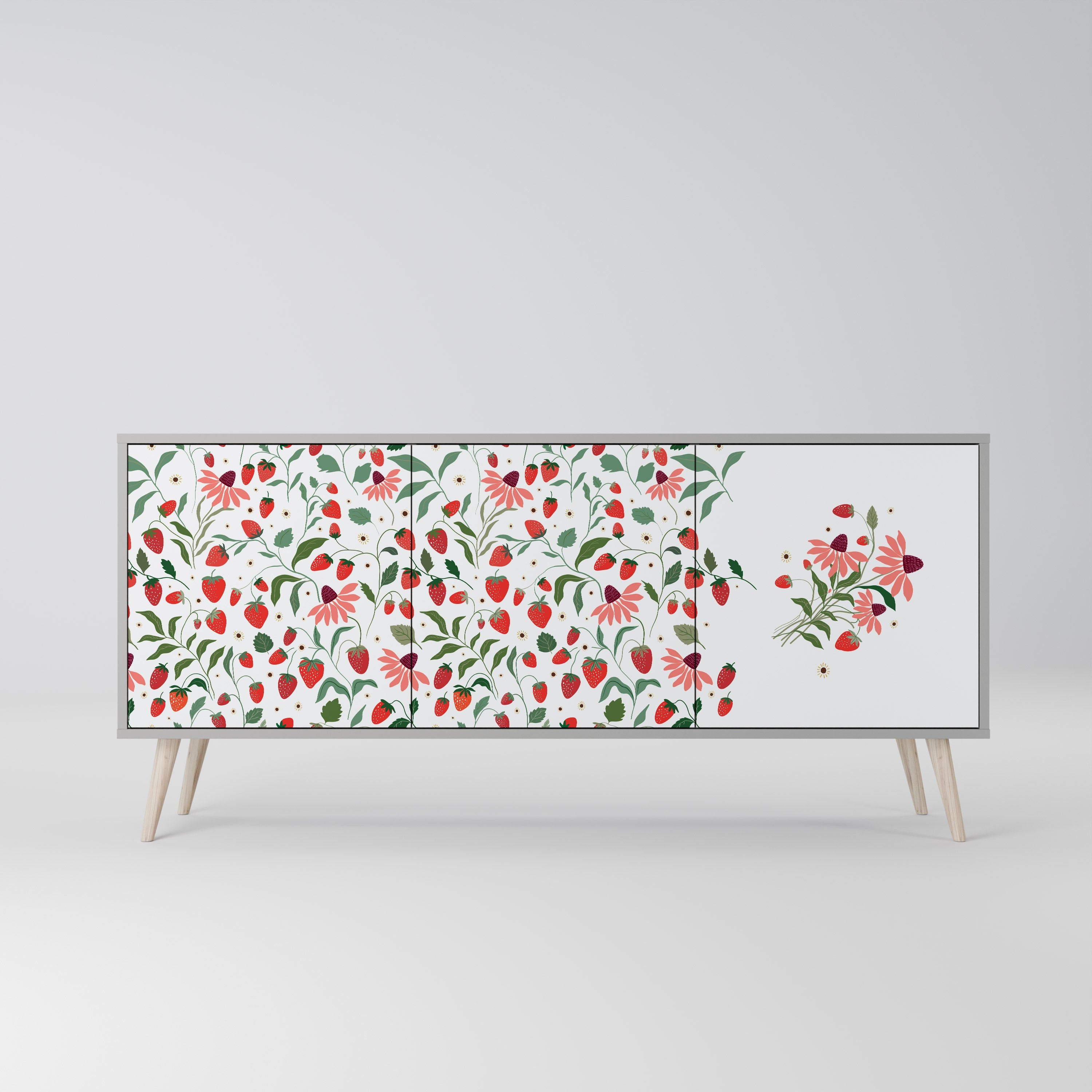 FLOWERS AND STRAWBERRIES 3-türiges Sideboard in grauer Ausführung