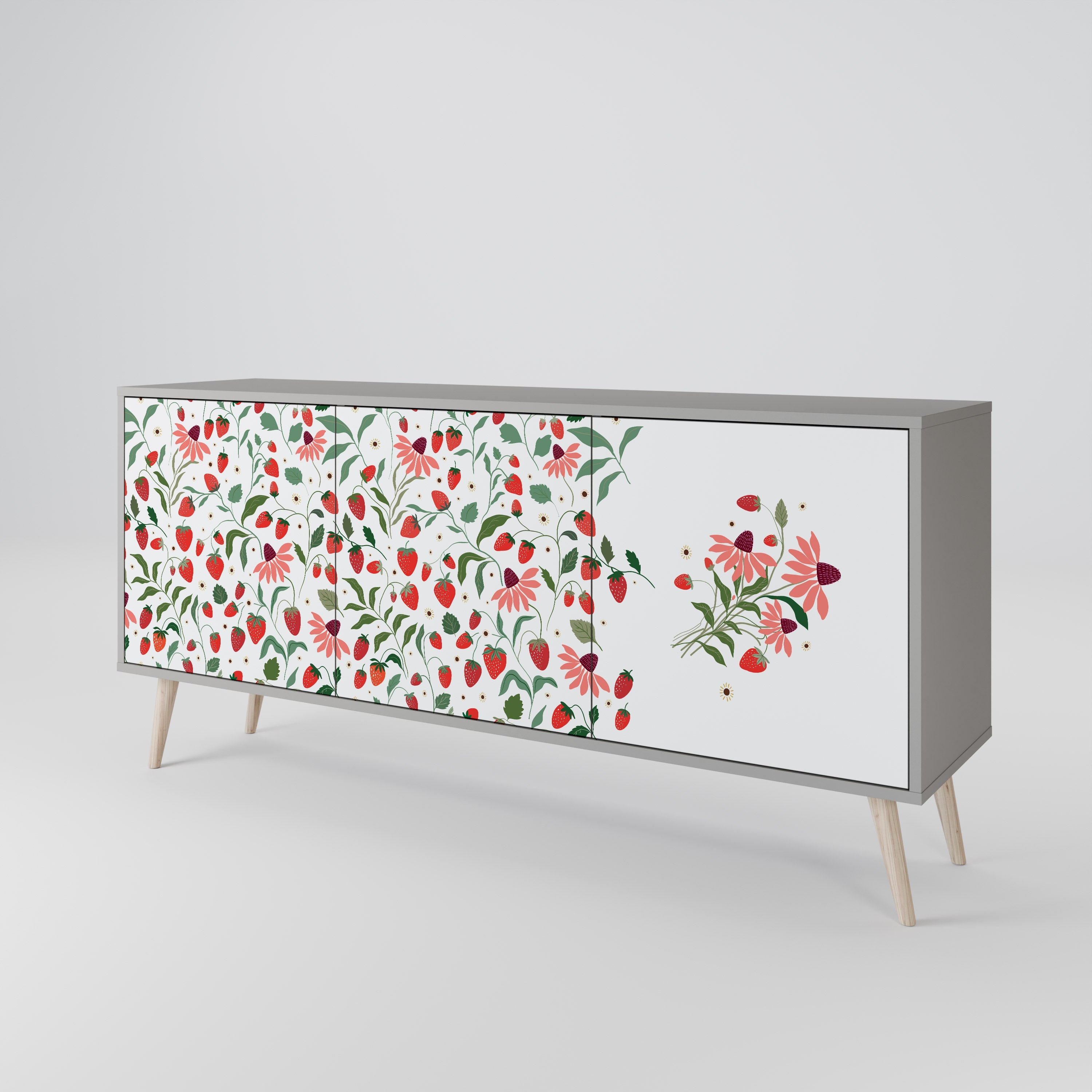 FLOWERS AND STRAWBERRIES 3-türiges Sideboard in grauer Ausführung