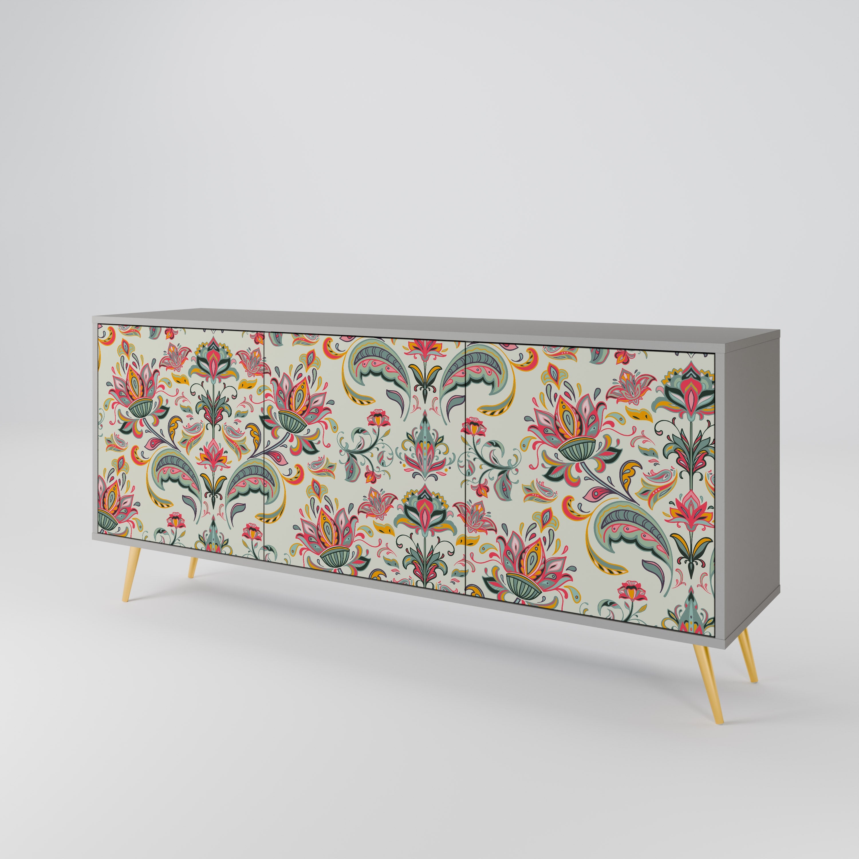 ORGANIC FOLKLORE 3-türiges Sideboard in grauem Finish