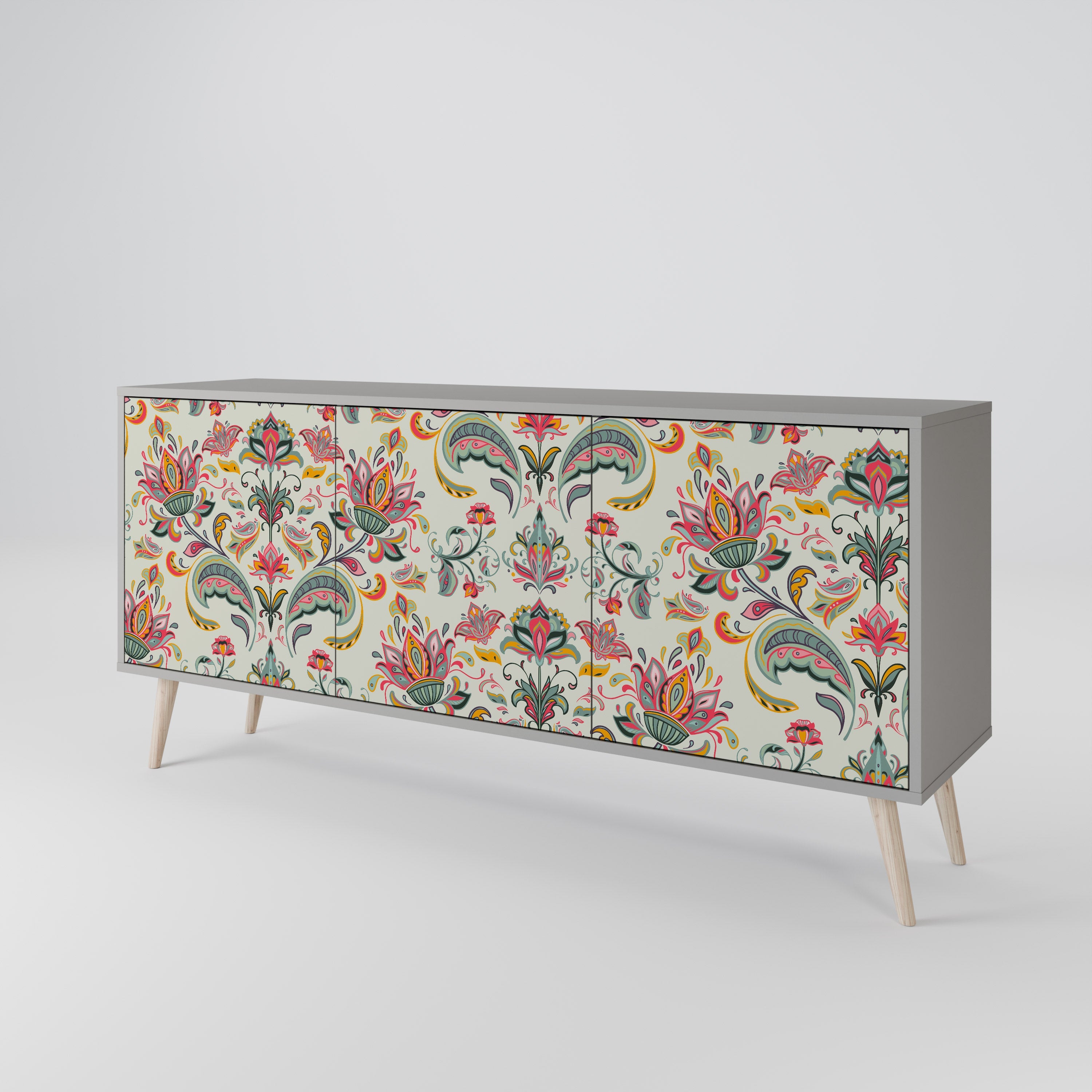 ORGANIC FOLKLORE 3-türiges Sideboard in grauem Finish