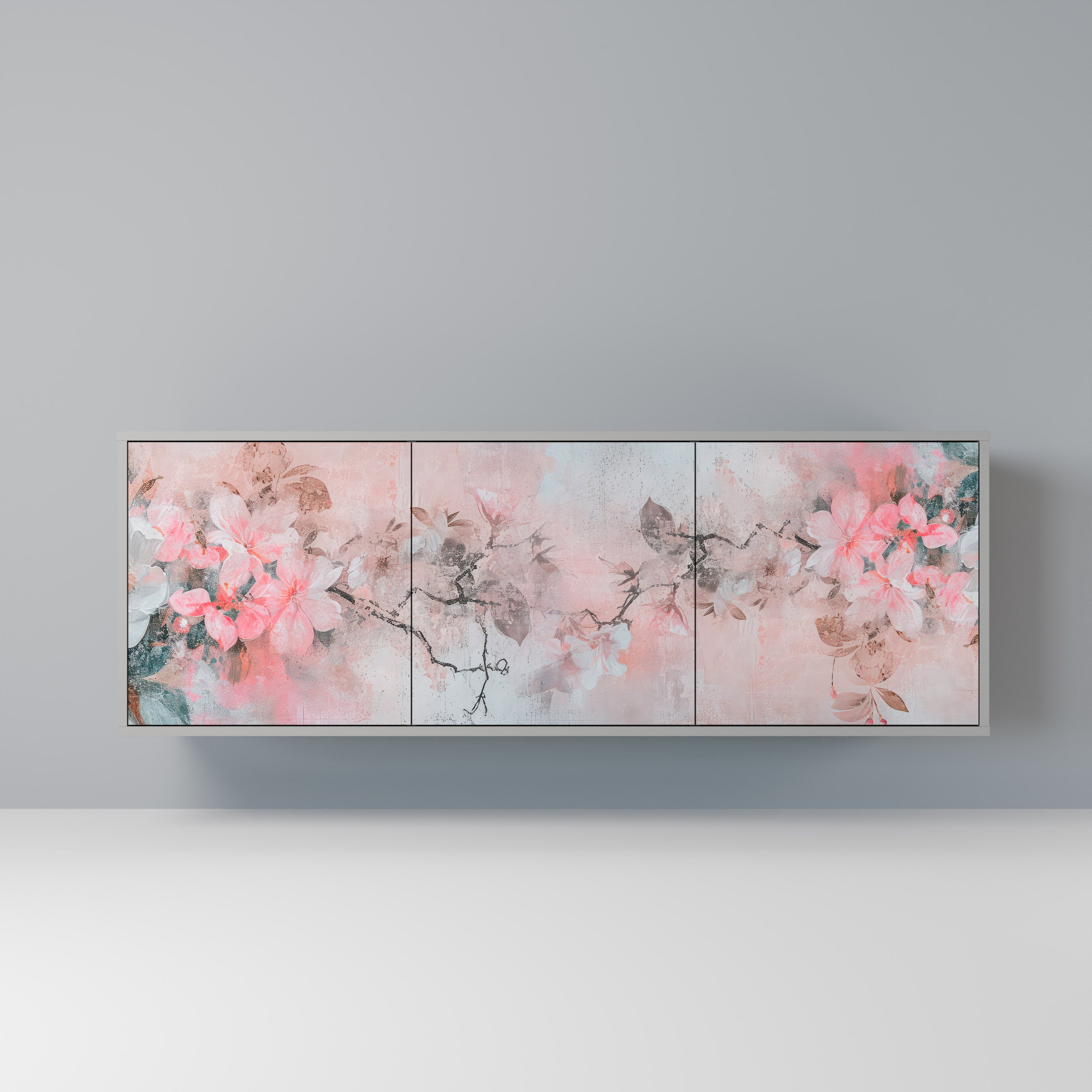 CHERRY BLOSSOM Sideboard mit 3 Türen in grauem Finish