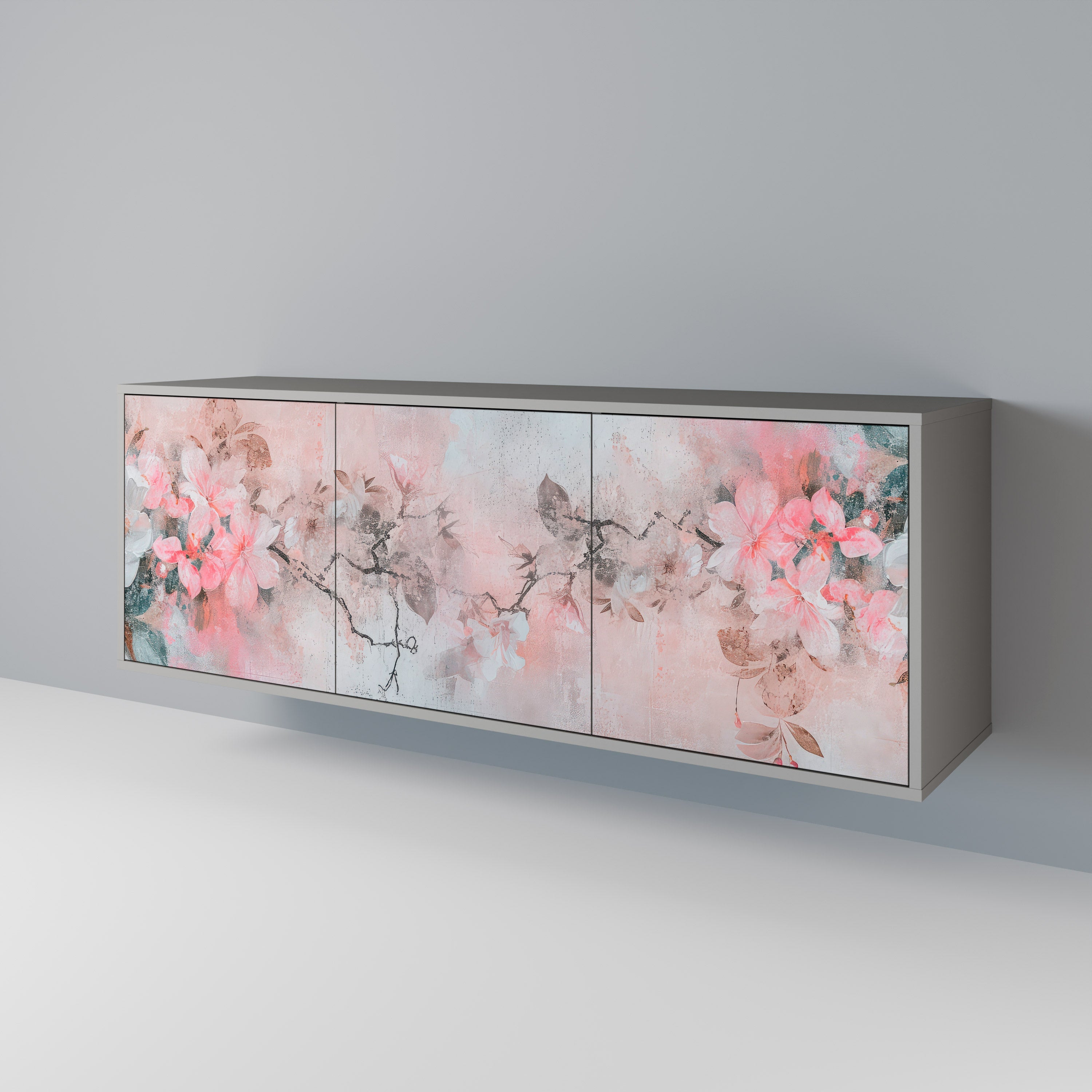CHERRY BLOSSOM Sideboard mit 3 Türen in grauem Finish