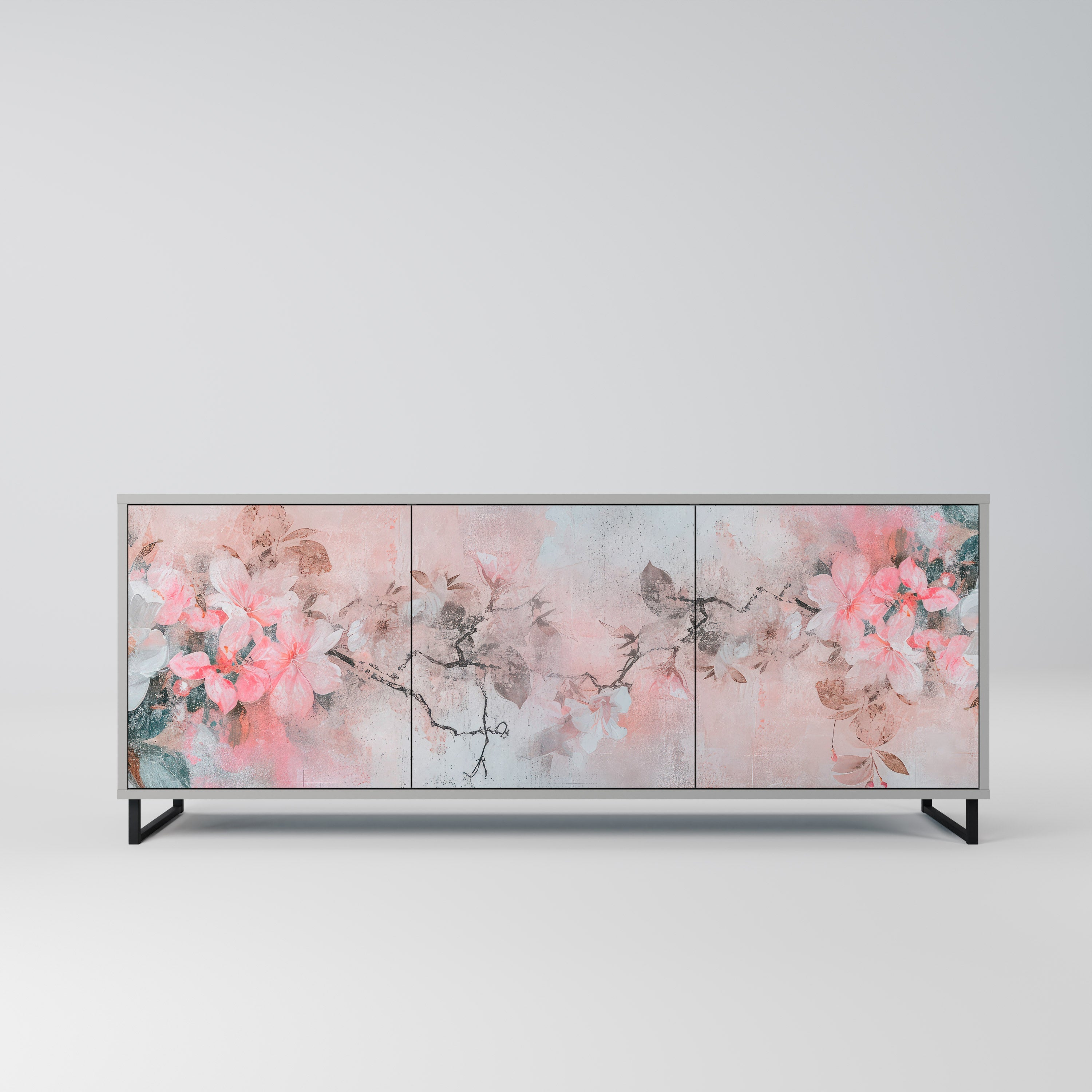 CHERRY BLOSSOM Sideboard mit 3 Türen in grauem Finish