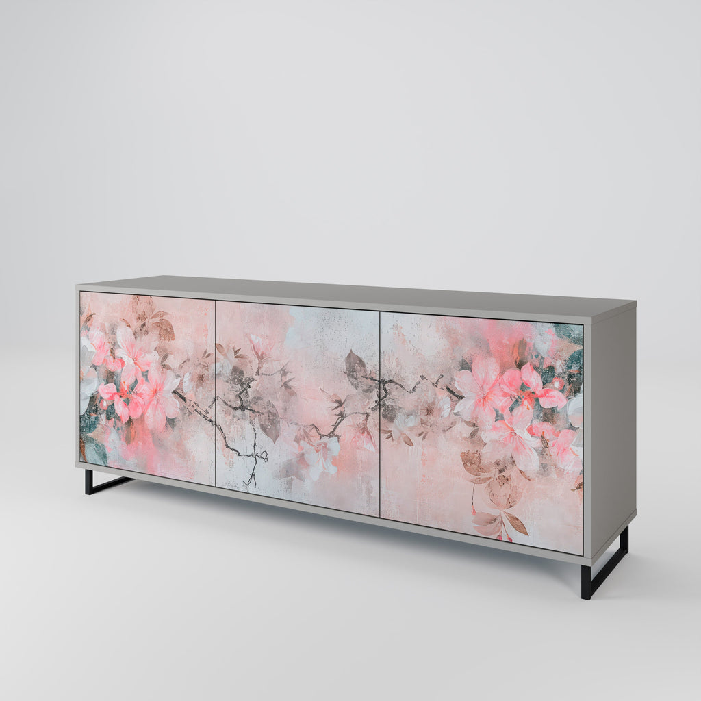 CHERRY BLOSSOM Sideboard mit 3 Türen in grauem Finish