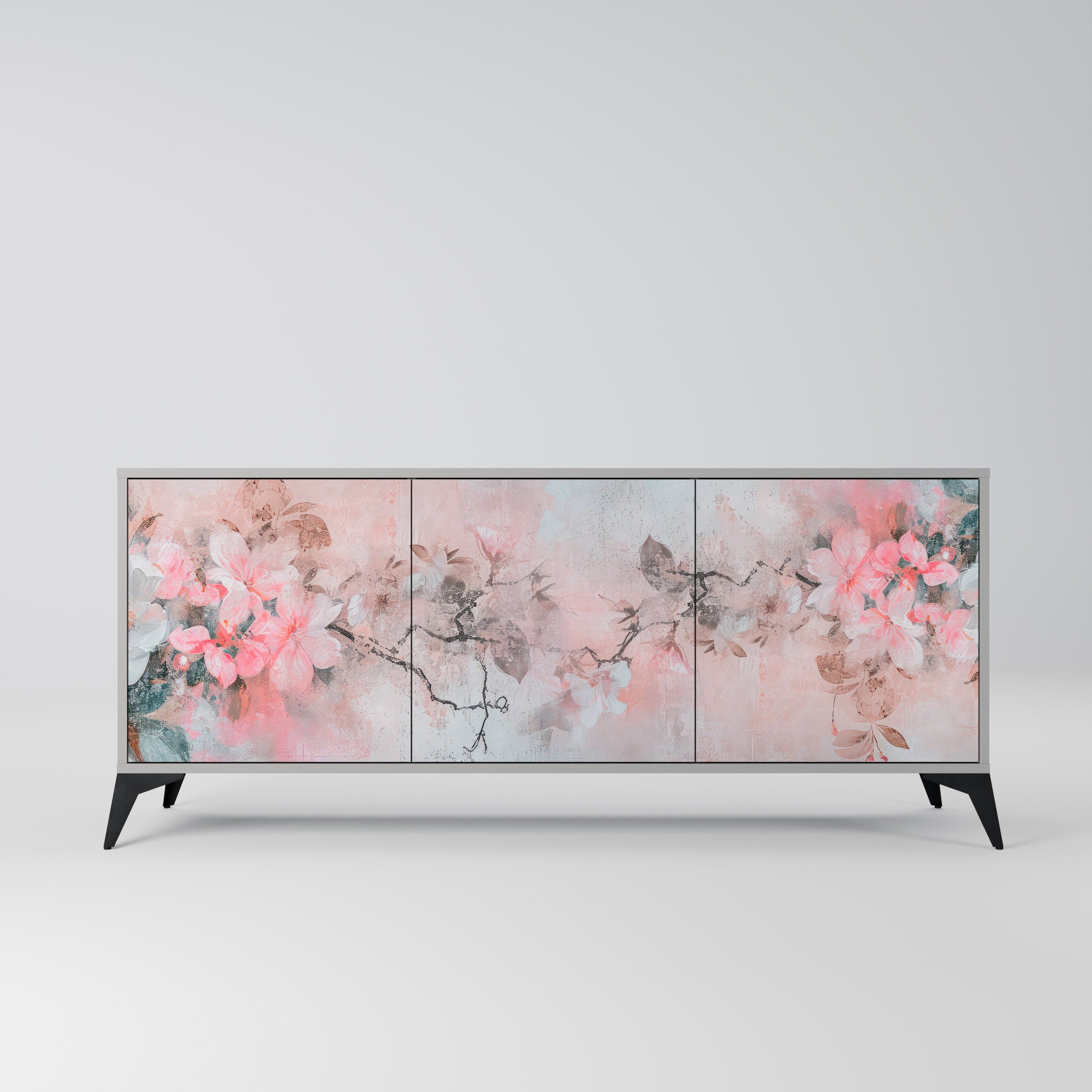 CHERRY BLOSSOM Sideboard mit 3 Türen in grauem Finish