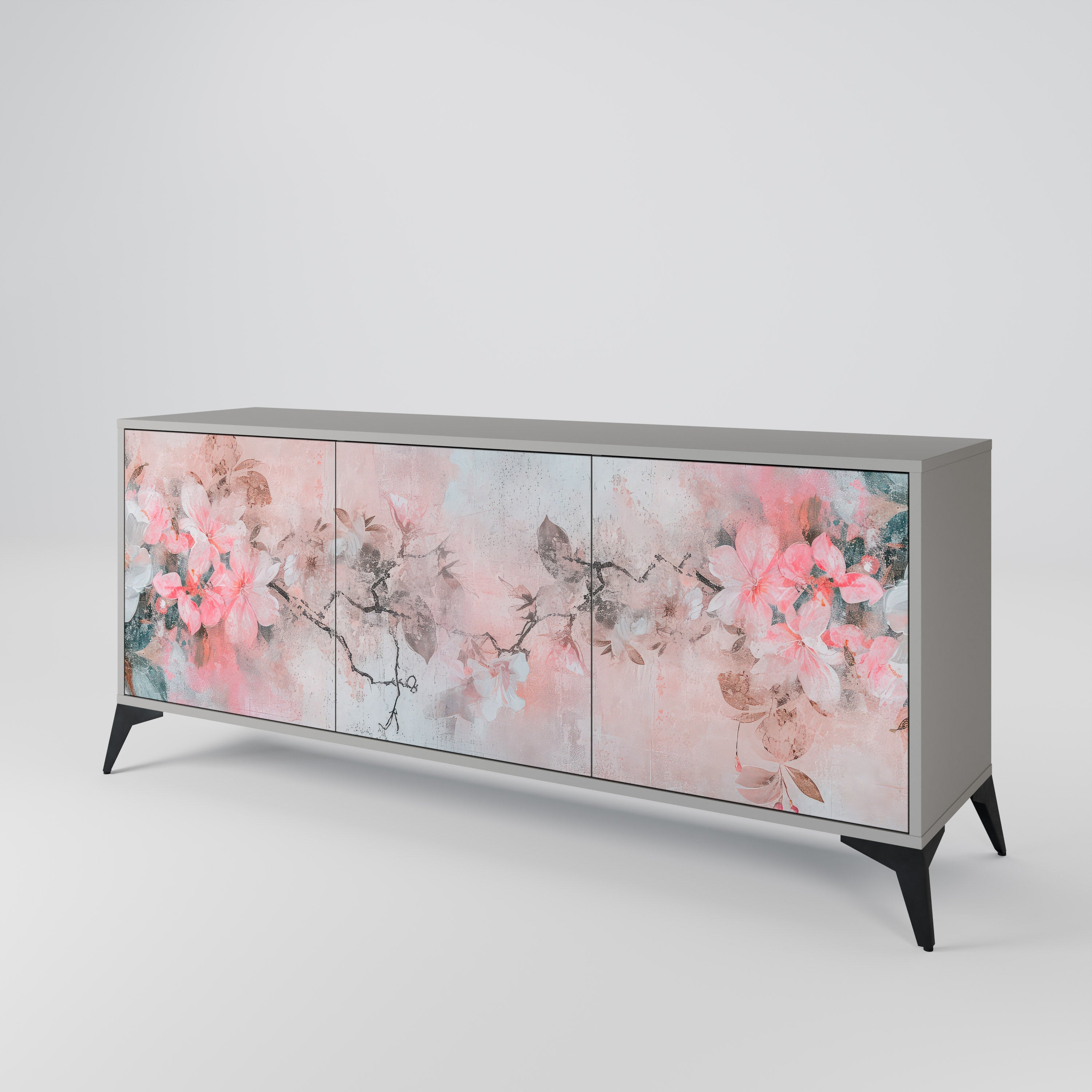 CHERRY BLOSSOM Sideboard mit 3 Türen in grauem Finish