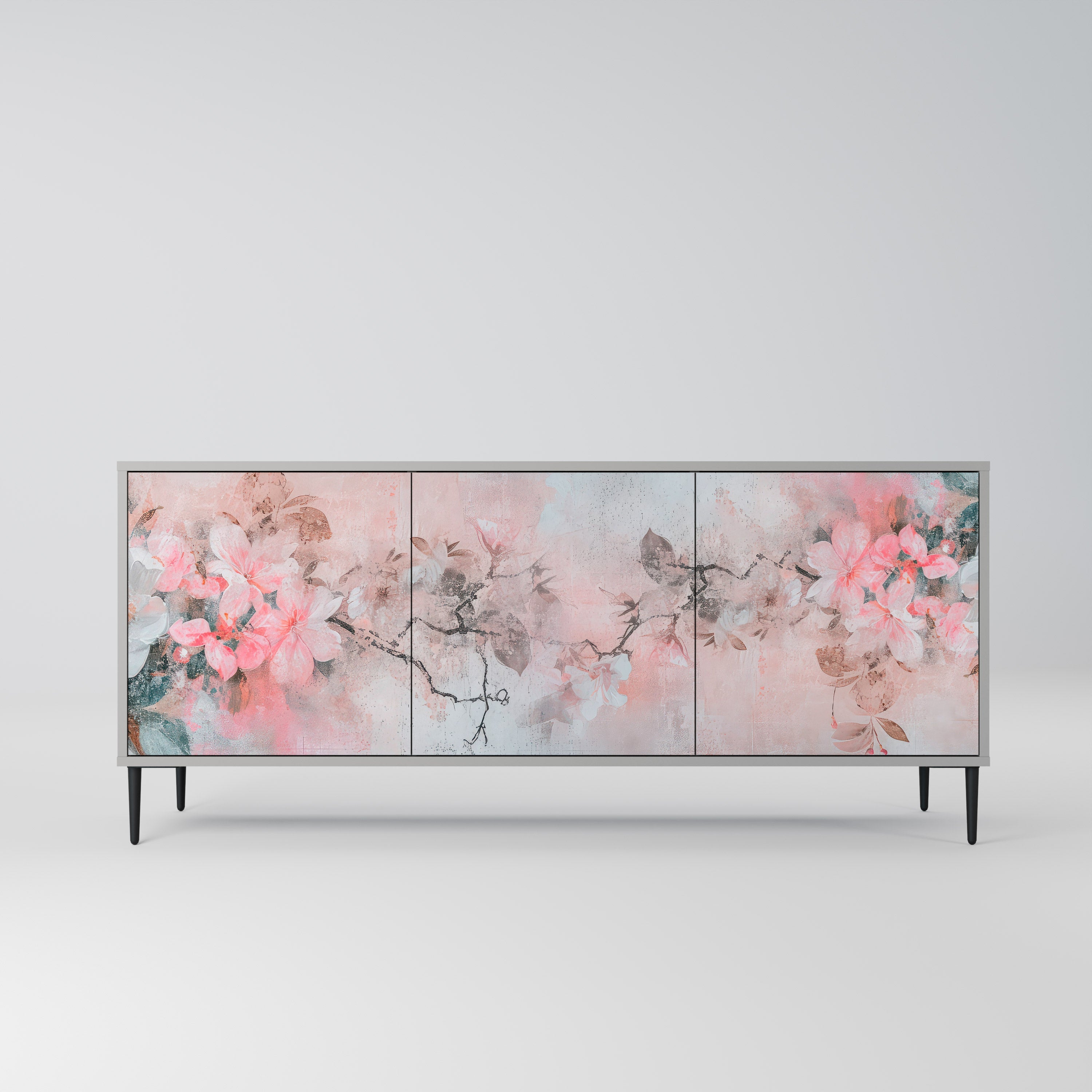 CHERRY BLOSSOM Sideboard mit 3 Türen in grauem Finish