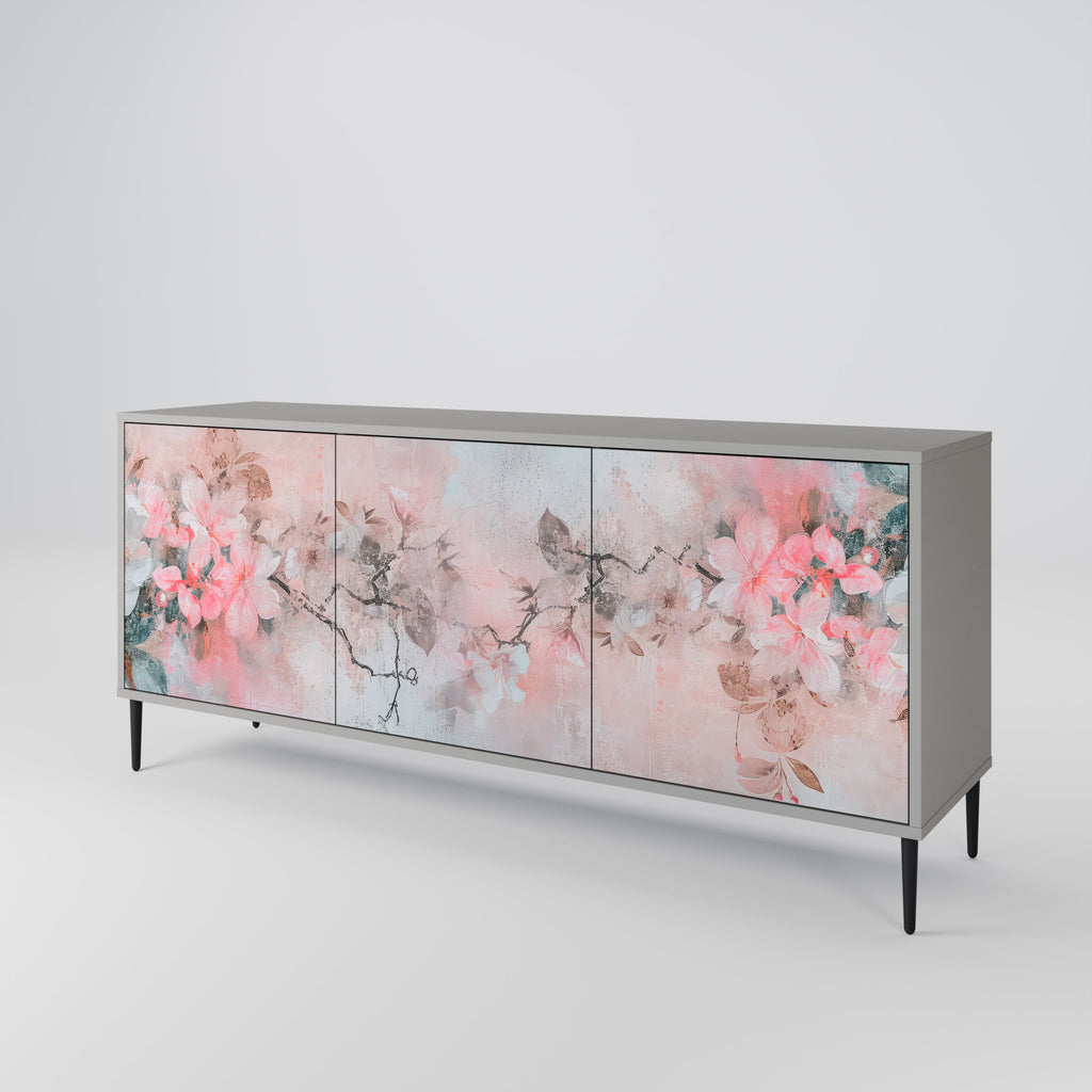 CHERRY BLOSSOM Sideboard mit 3 Türen in grauem Finish