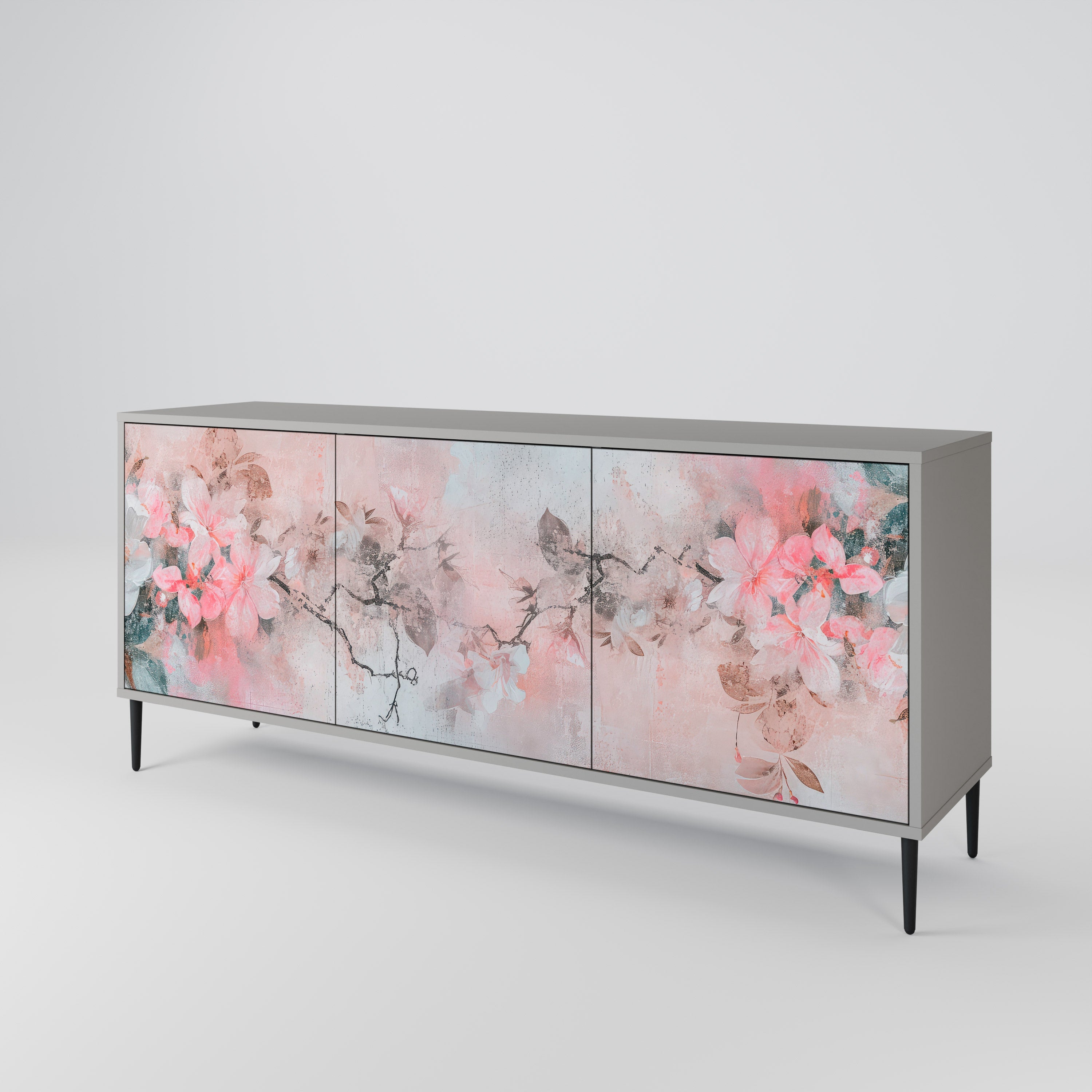 CHERRY BLOSSOM Sideboard mit 3 Türen in grauem Finish