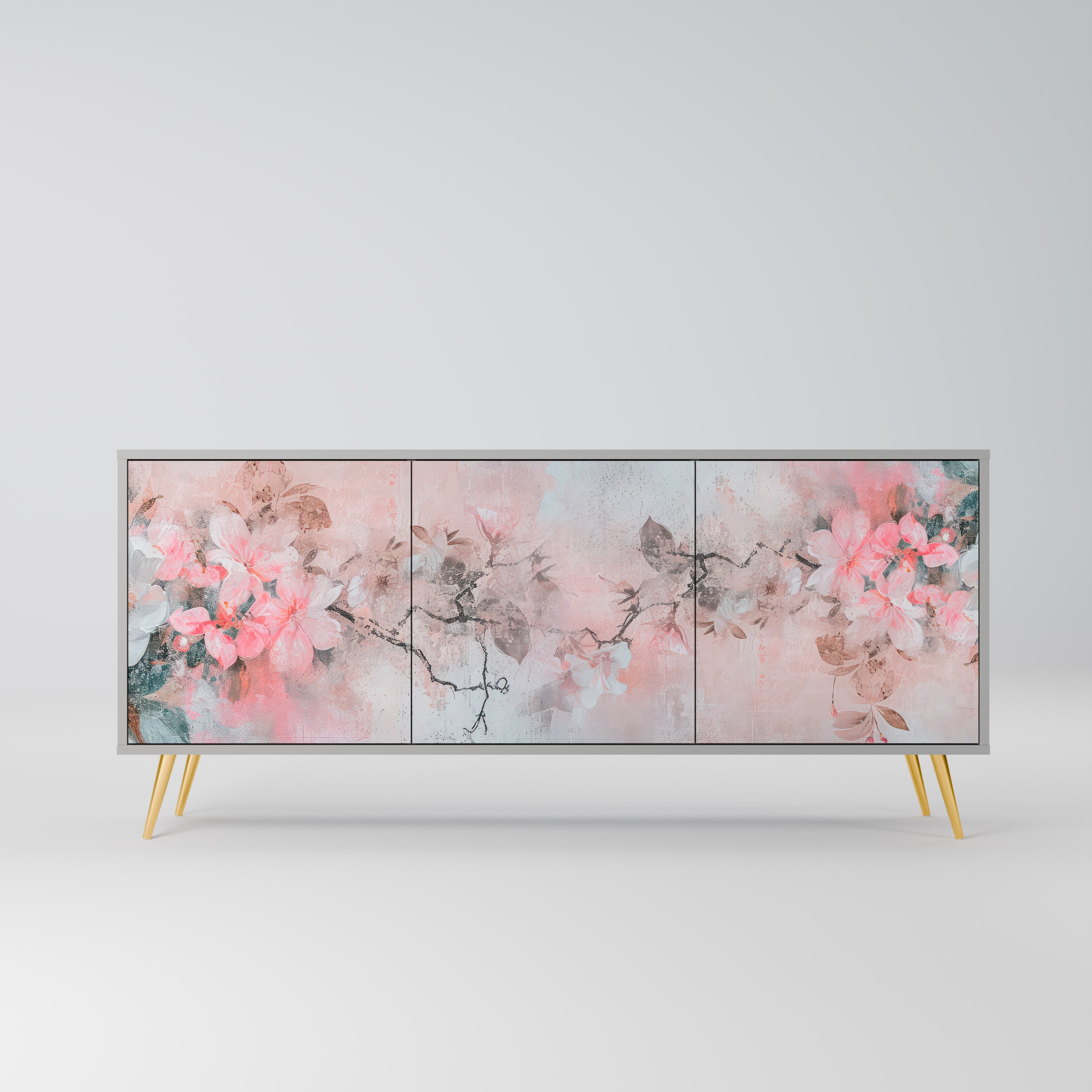 CHERRY BLOSSOM Sideboard mit 3 Türen in grauem Finish