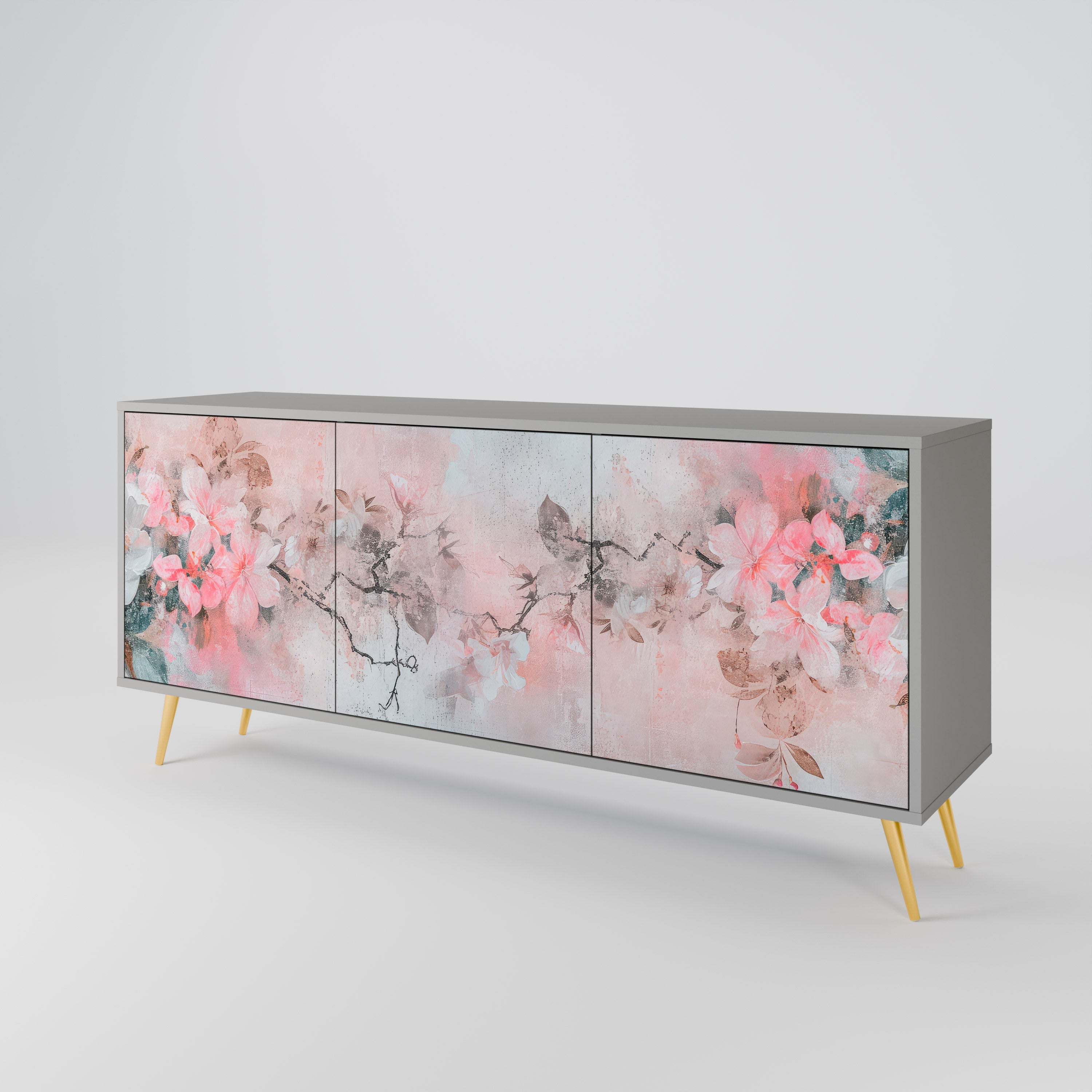 CHERRY BLOSSOM Sideboard mit 3 Türen in grauem Finish