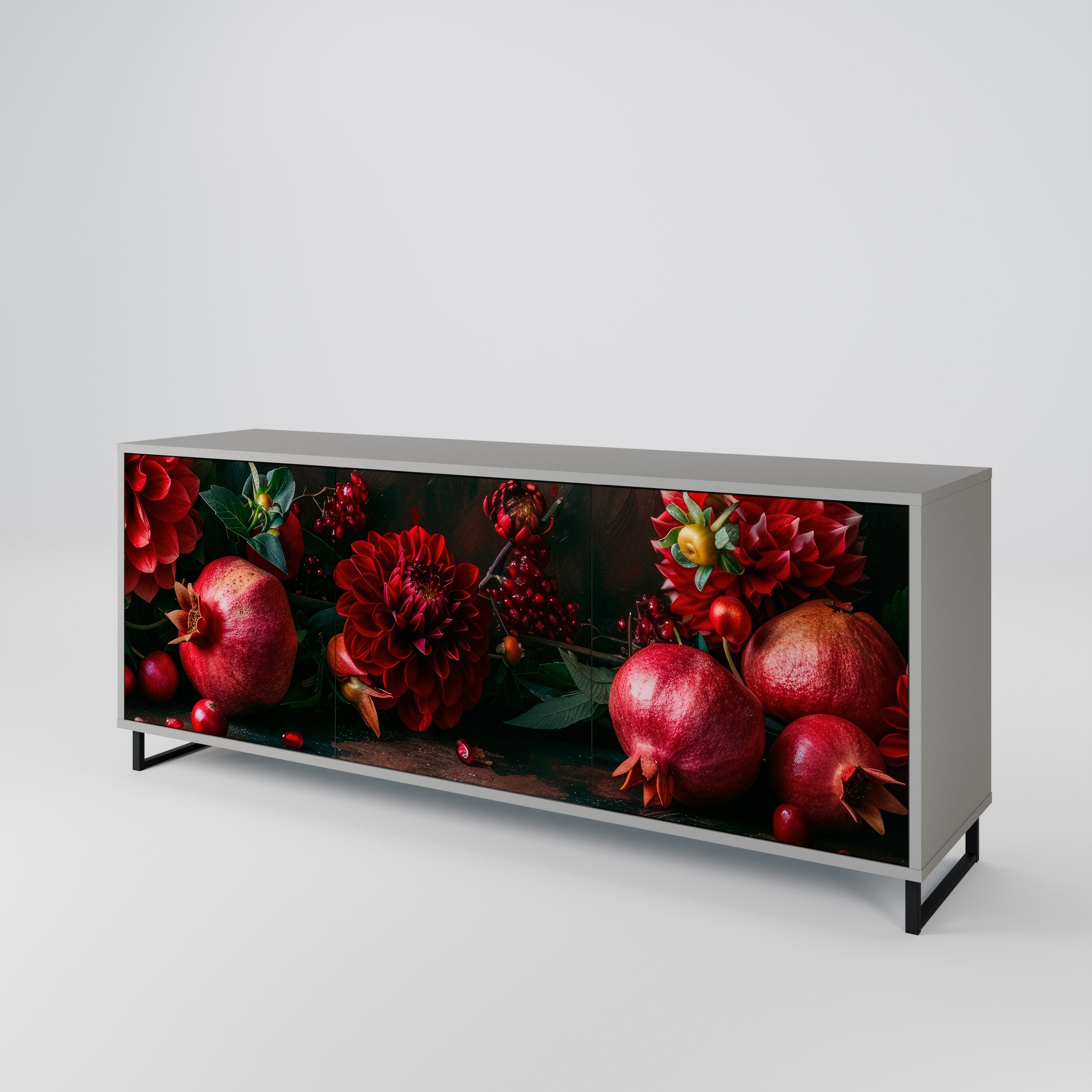 DAHLIAS AND POMEGRANATES 3-Door Sideboard