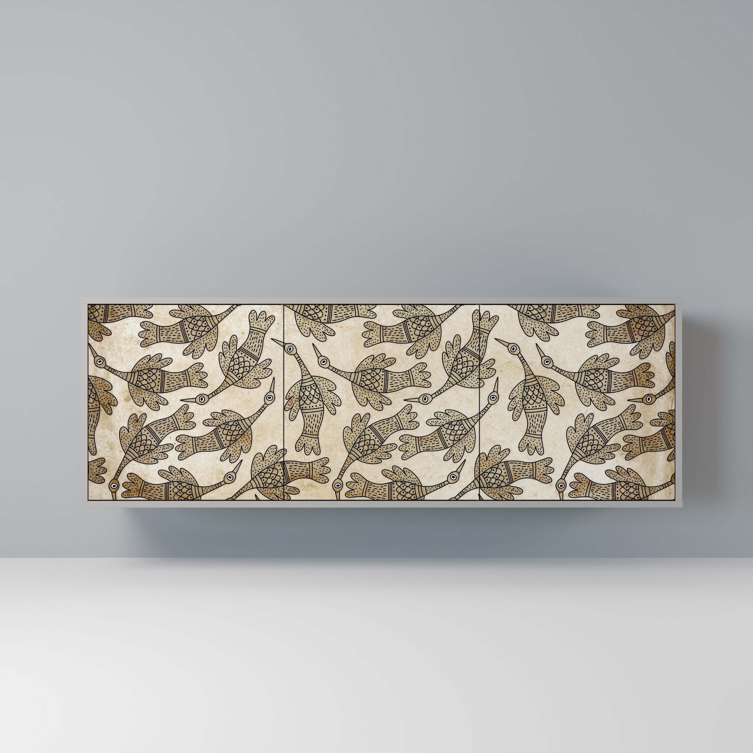 ALMONDINE SONGBIRD Sideboard mit 3 Türen in grauem Finish