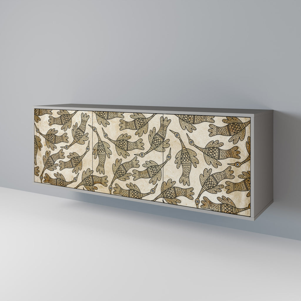 ALMONDINE SONGBIRD Sideboard mit 3 Türen in grauem Finish