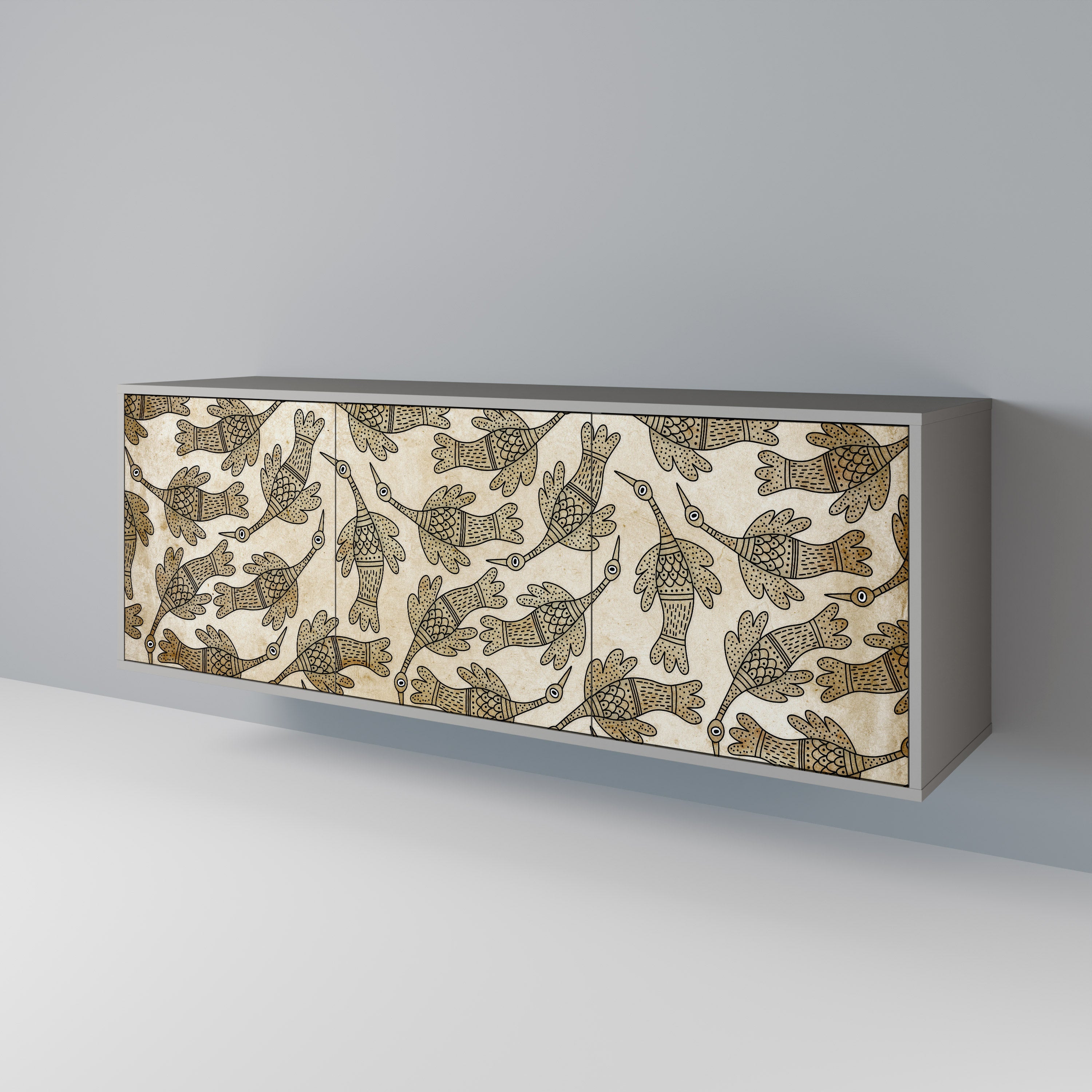 ALMONDINE SONGBIRD Sideboard mit 3 Türen in grauem Finish