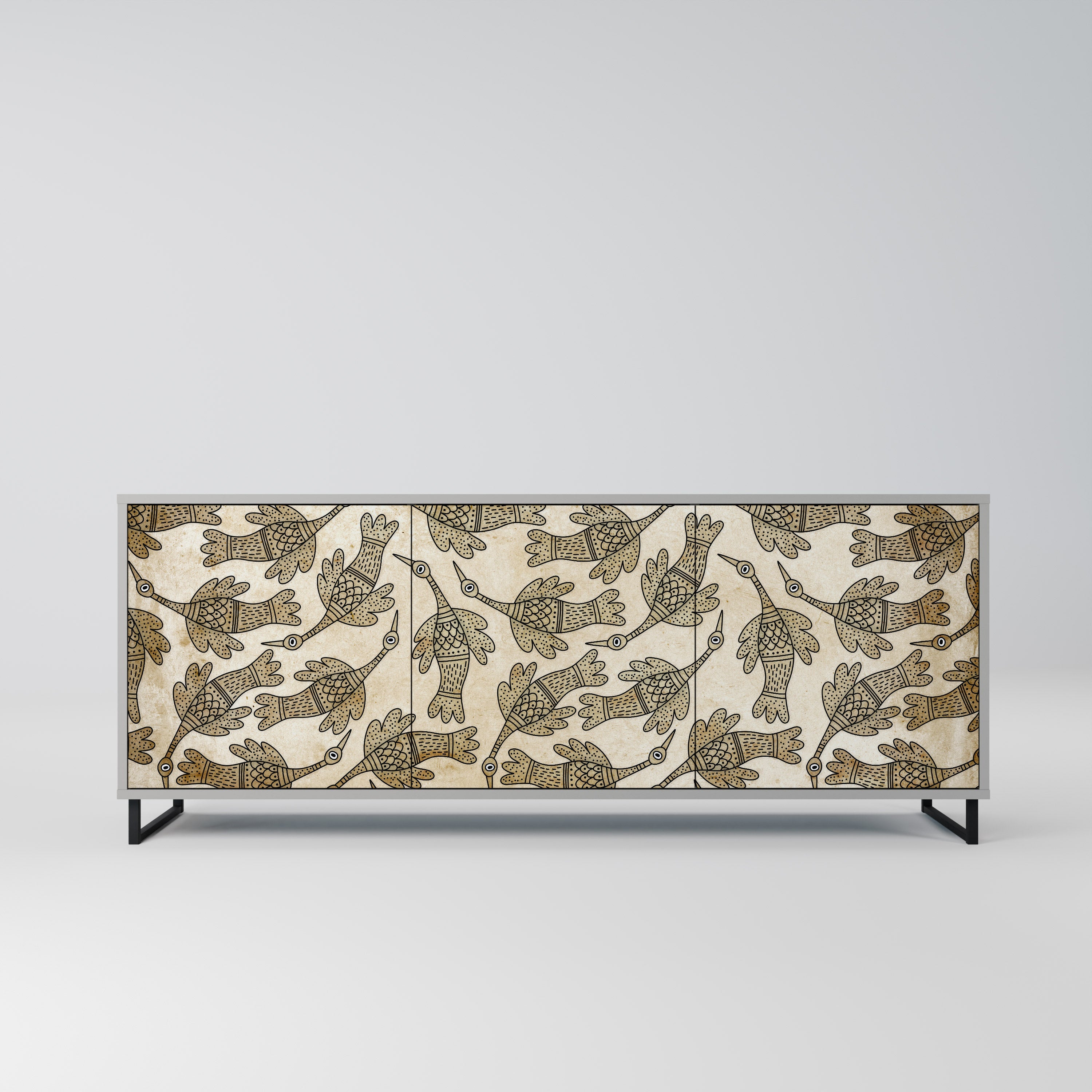 ALMONDINE SONGBIRD Sideboard mit 3 Türen in grauem Finish