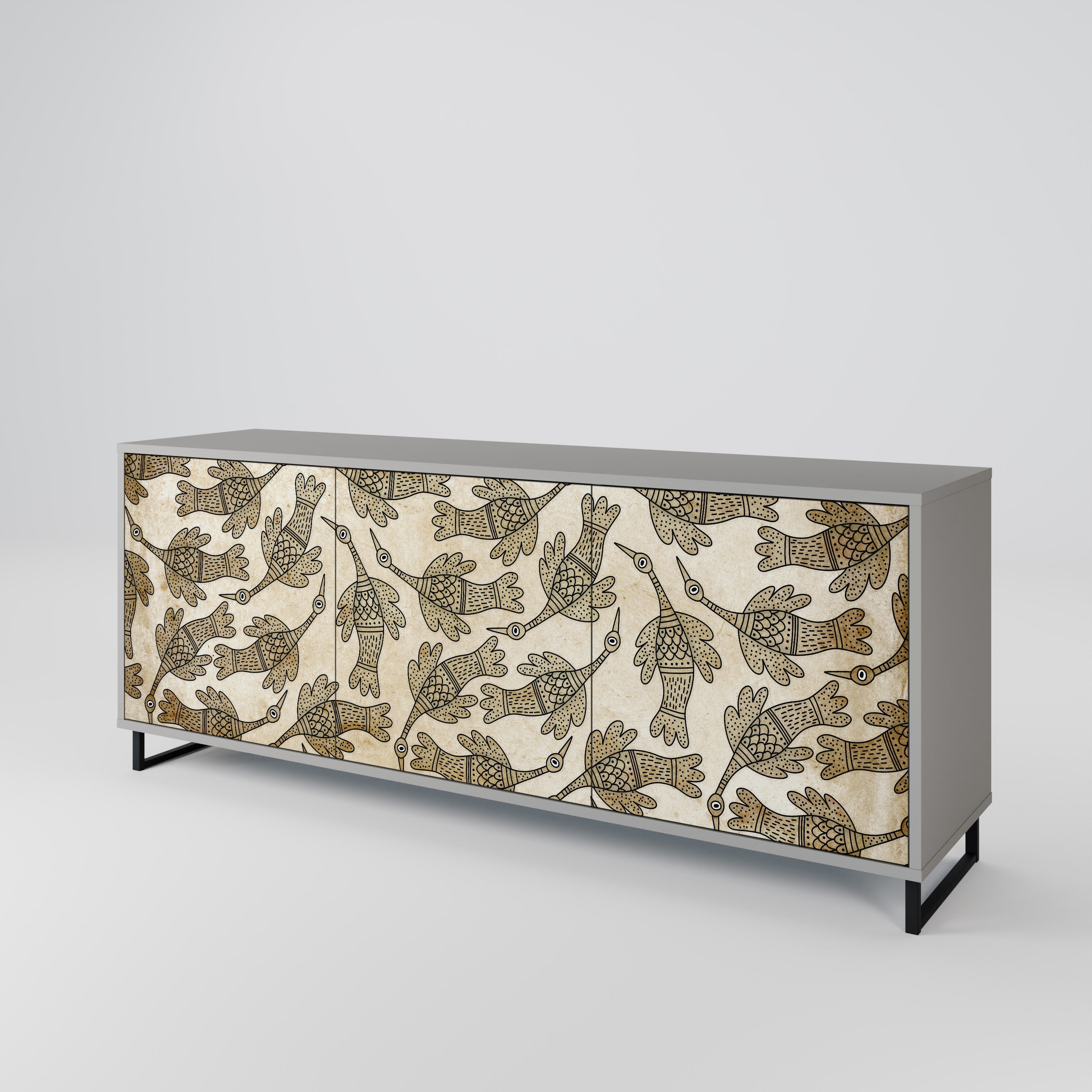 ALMONDINE SONGBIRD Sideboard mit 3 Türen in grauem Finish