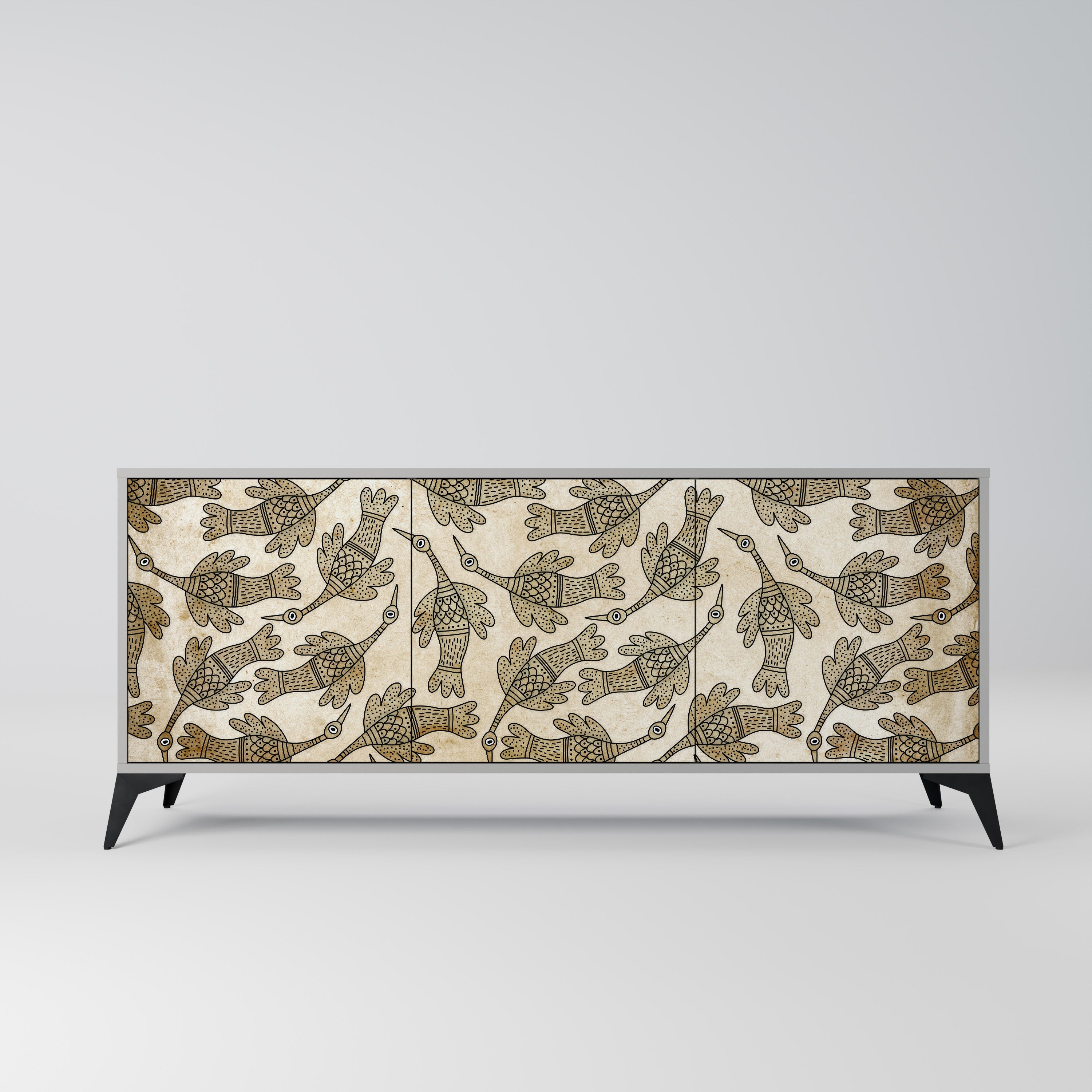 ALMONDINE SONGBIRD Sideboard mit 3 Türen in grauem Finish