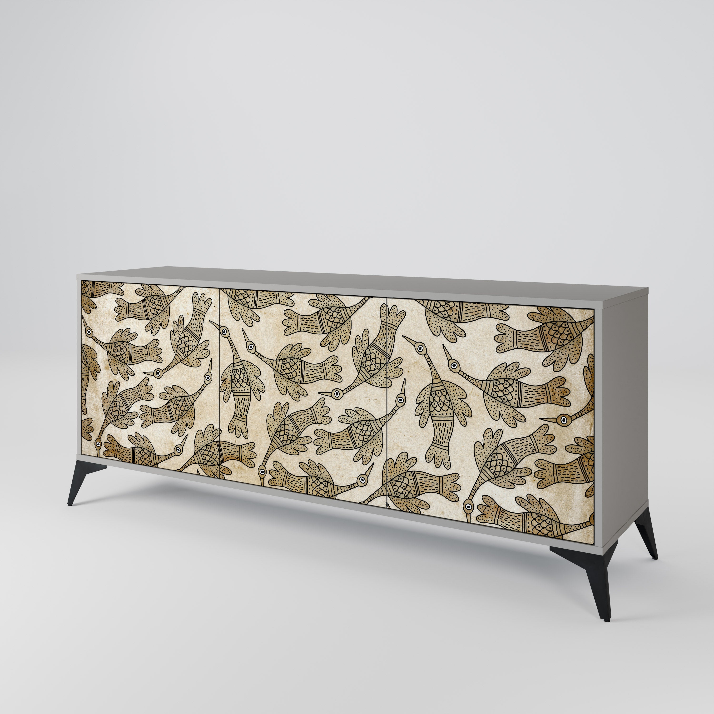 ALMONDINE SONGBIRD Sideboard mit 3 Türen in grauem Finish