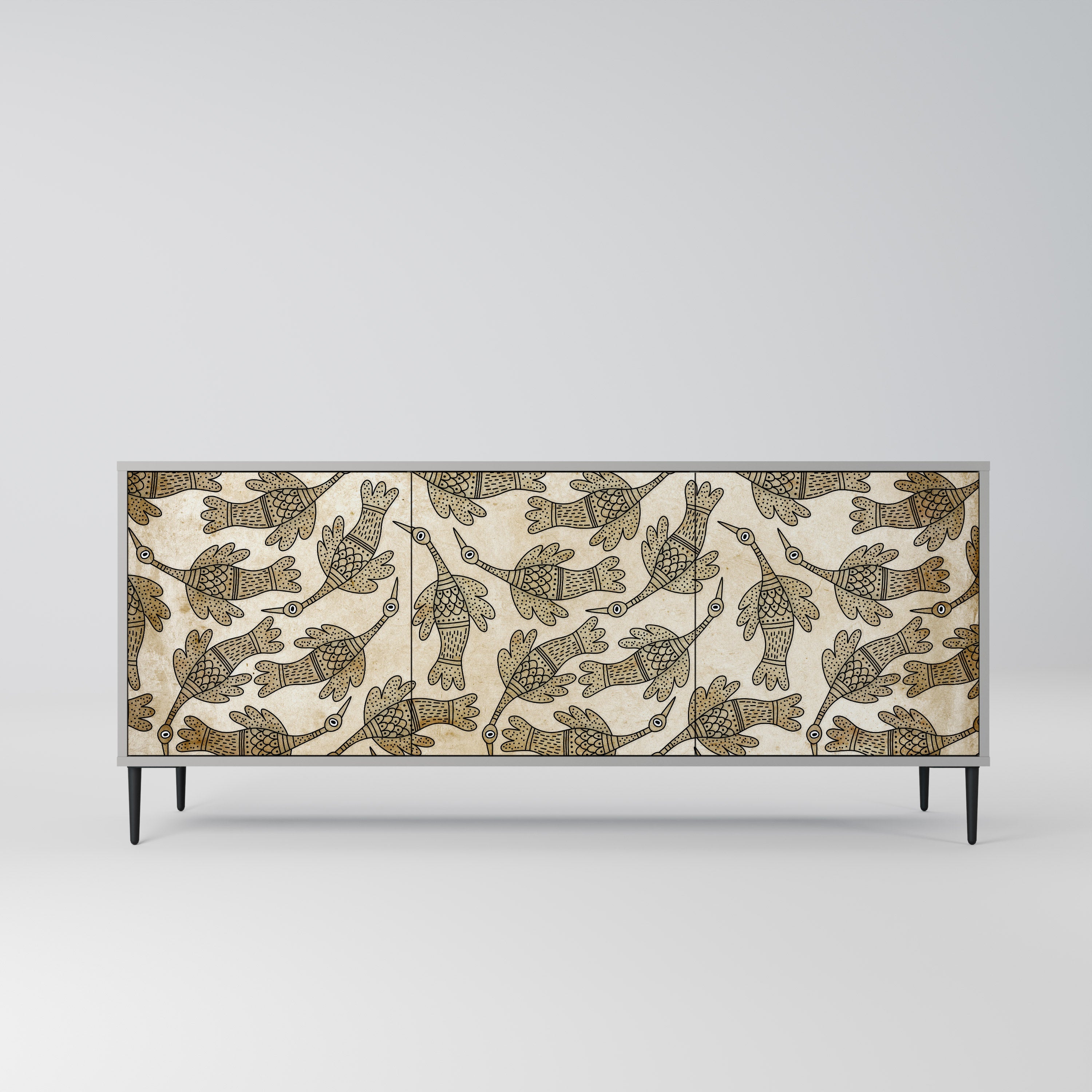 ALMONDINE SONGBIRD Sideboard mit 3 Türen in grauem Finish