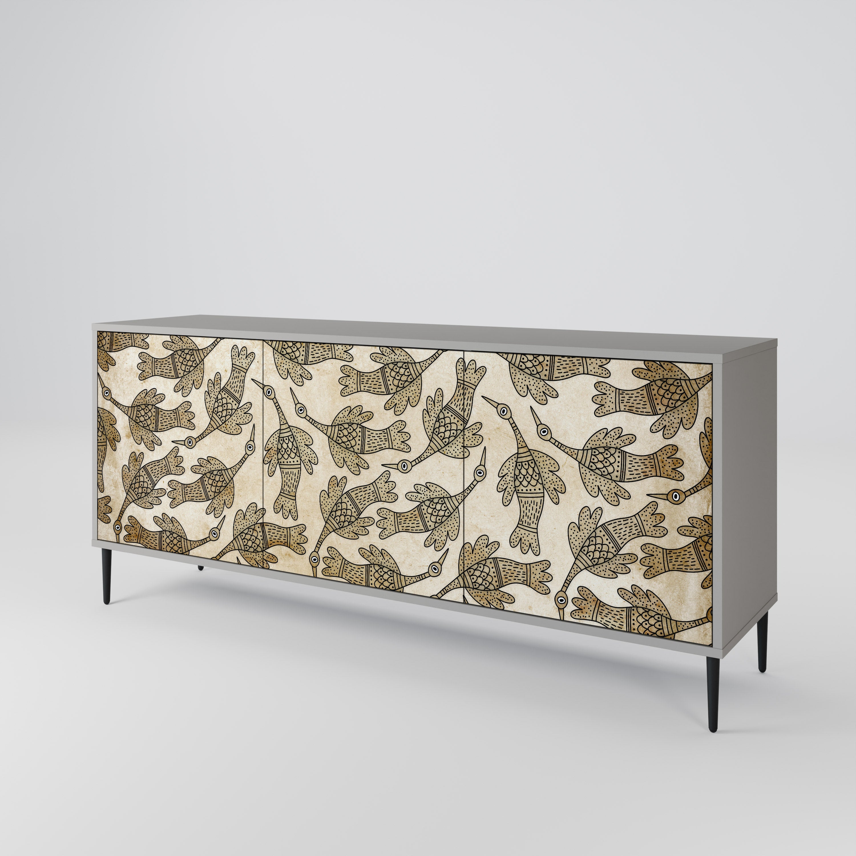 ALMONDINE SONGBIRD Sideboard mit 3 Türen in grauem Finish