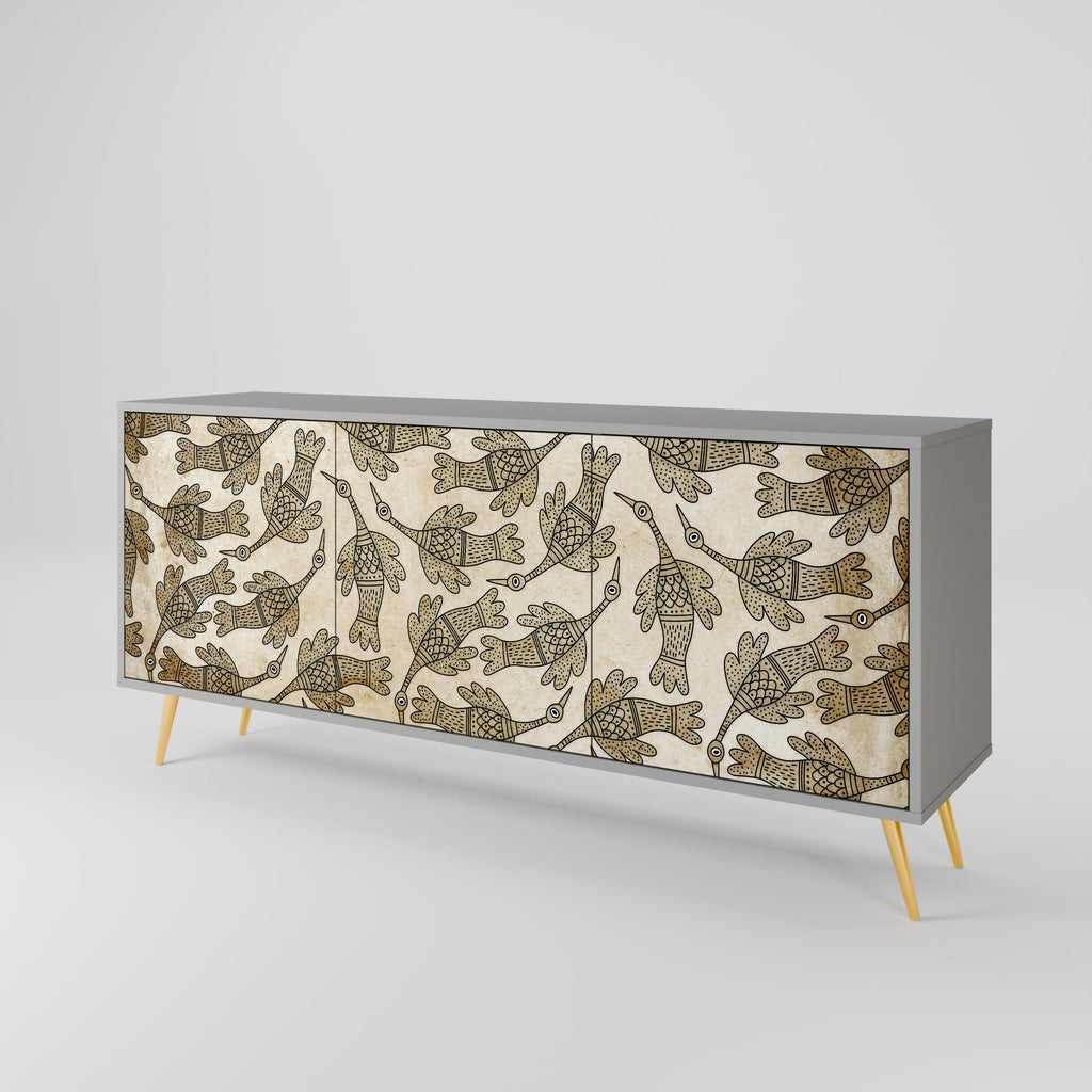 ALMONDINE SONGBIRD Sideboard mit 3 Türen in grauem Finish